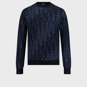 كنزة صوفية بنقشة شيفرون - كحلي غامق