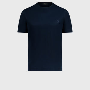 تي شيرت مطرز بتطريز أسد على الصدر - كحلي غامق