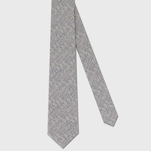 ربطة عنق بنقشة شعار من الحرير - بلون فاتح