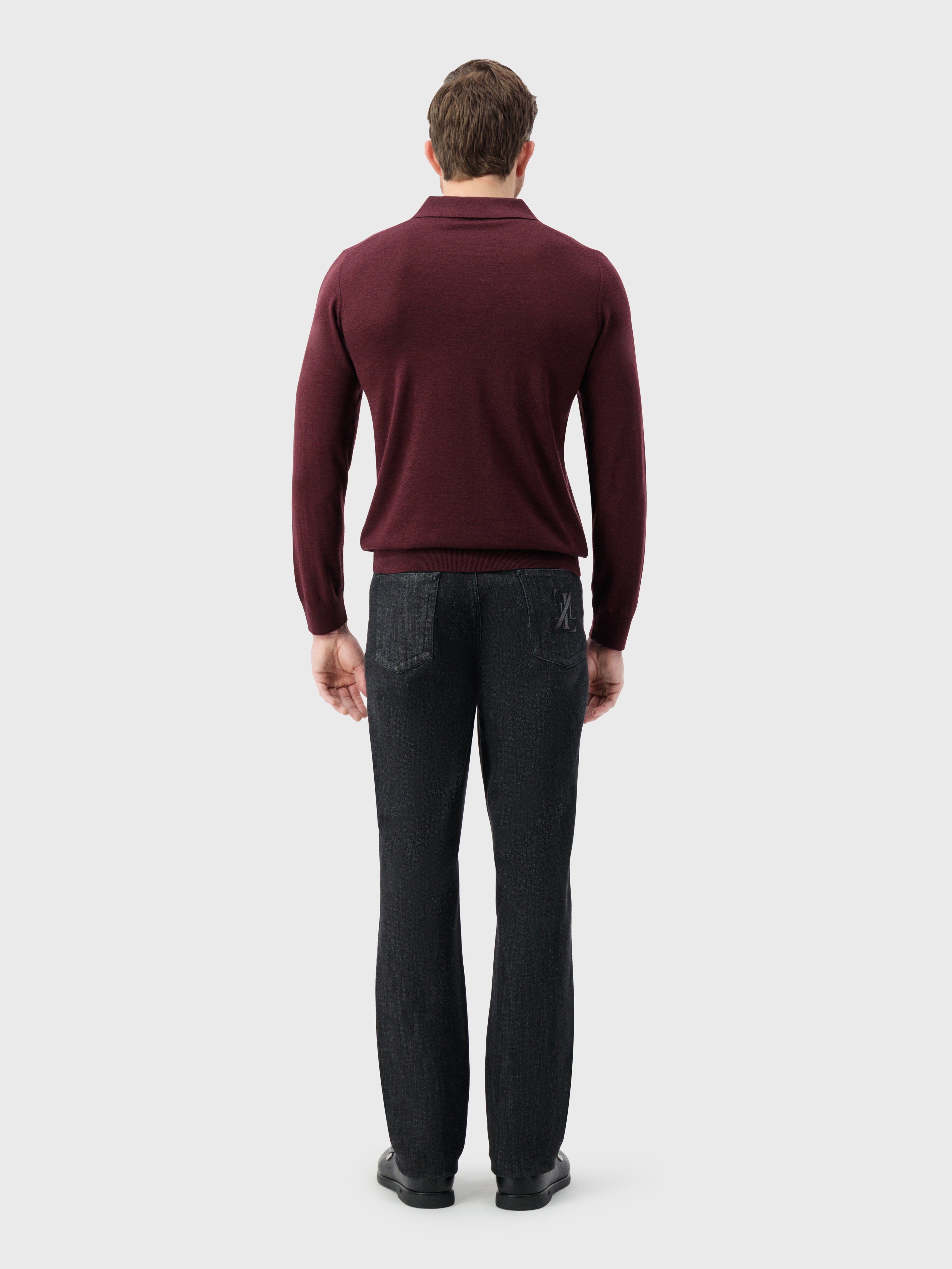 كنزة محبوكة بنقشة مزخرفة بوردو