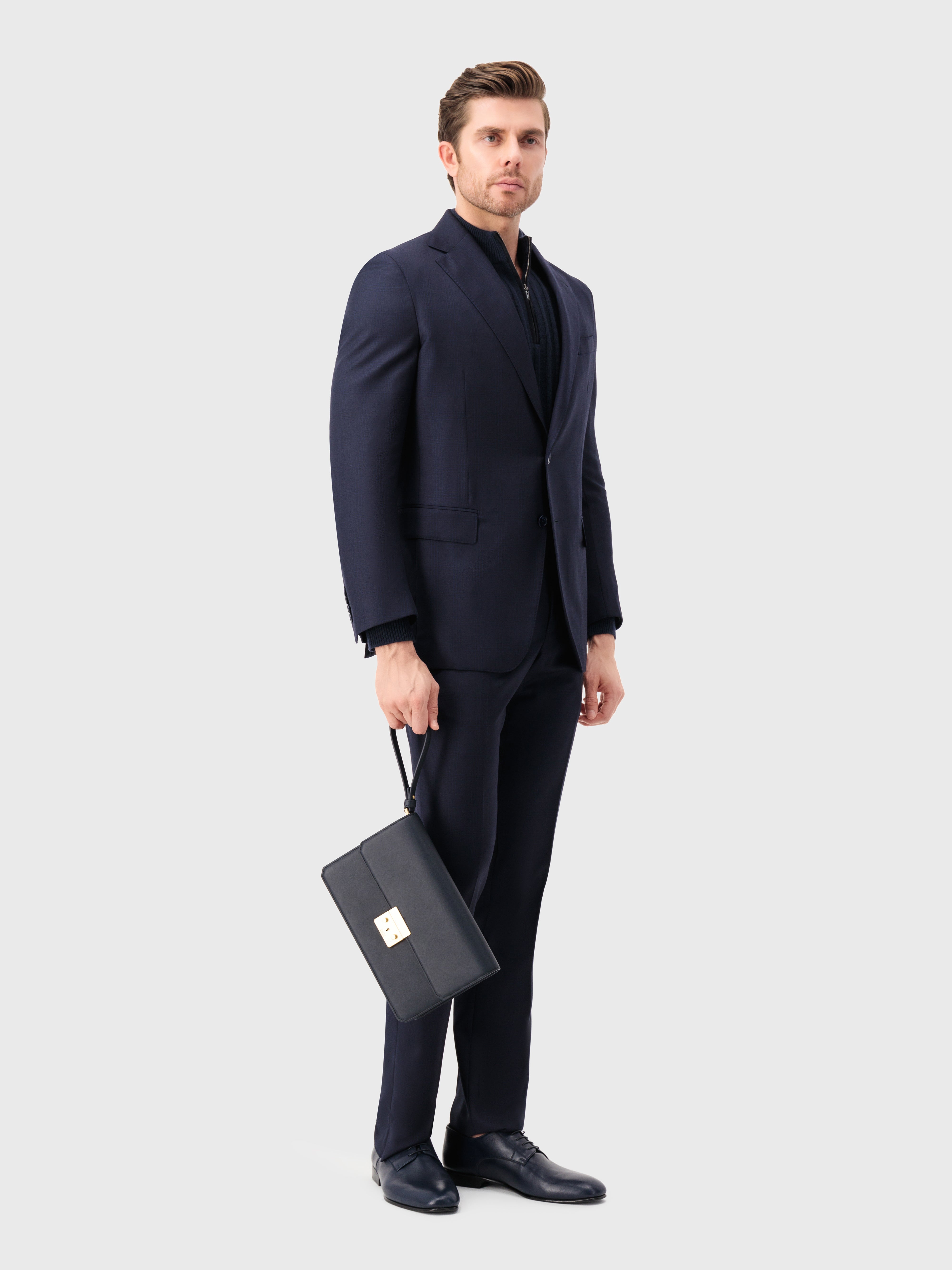 بدلة رسمية من صوف رسمي كحلي داكن