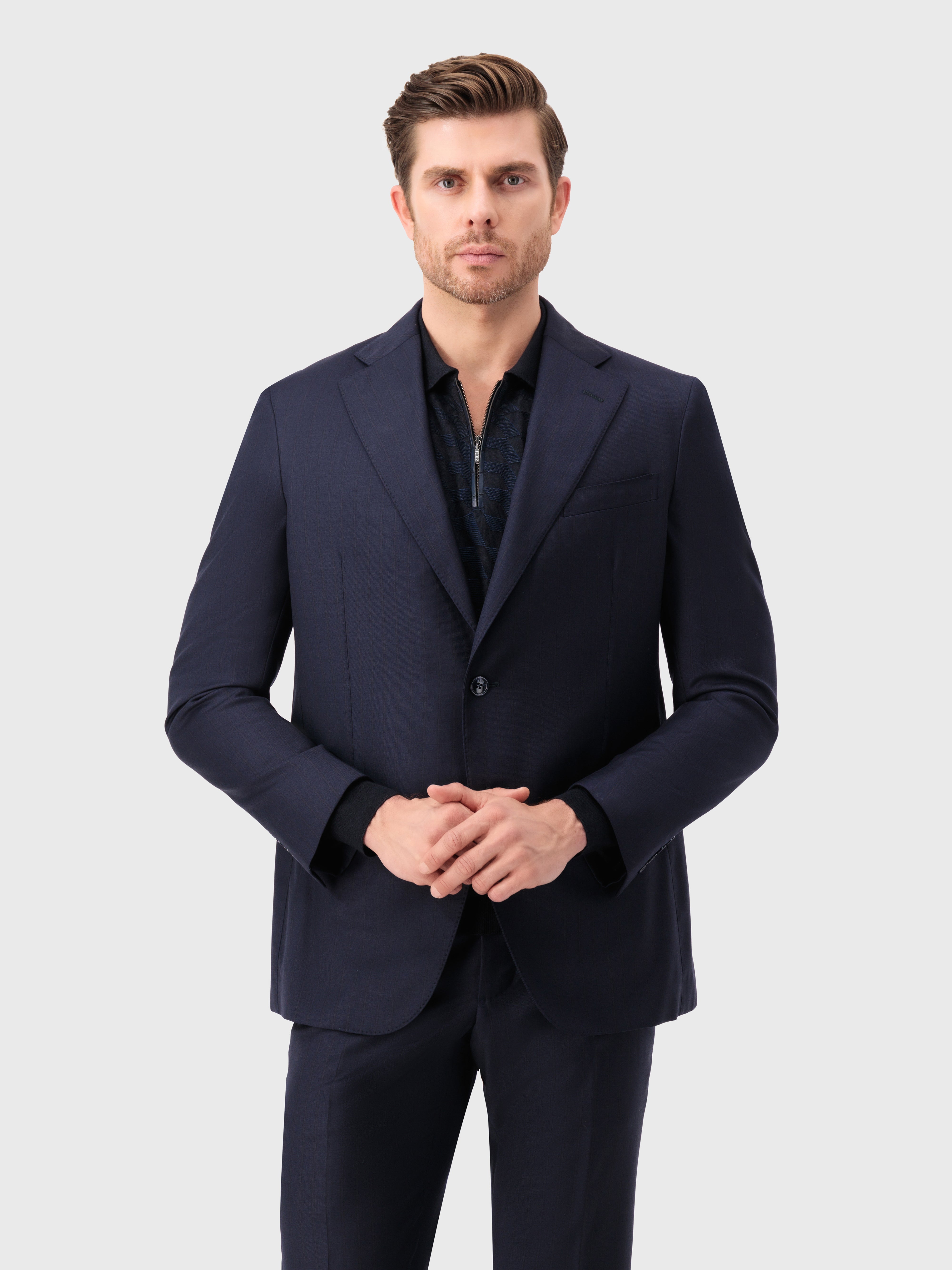 بدلة رسمية من صوف رسمي كحلي داكن