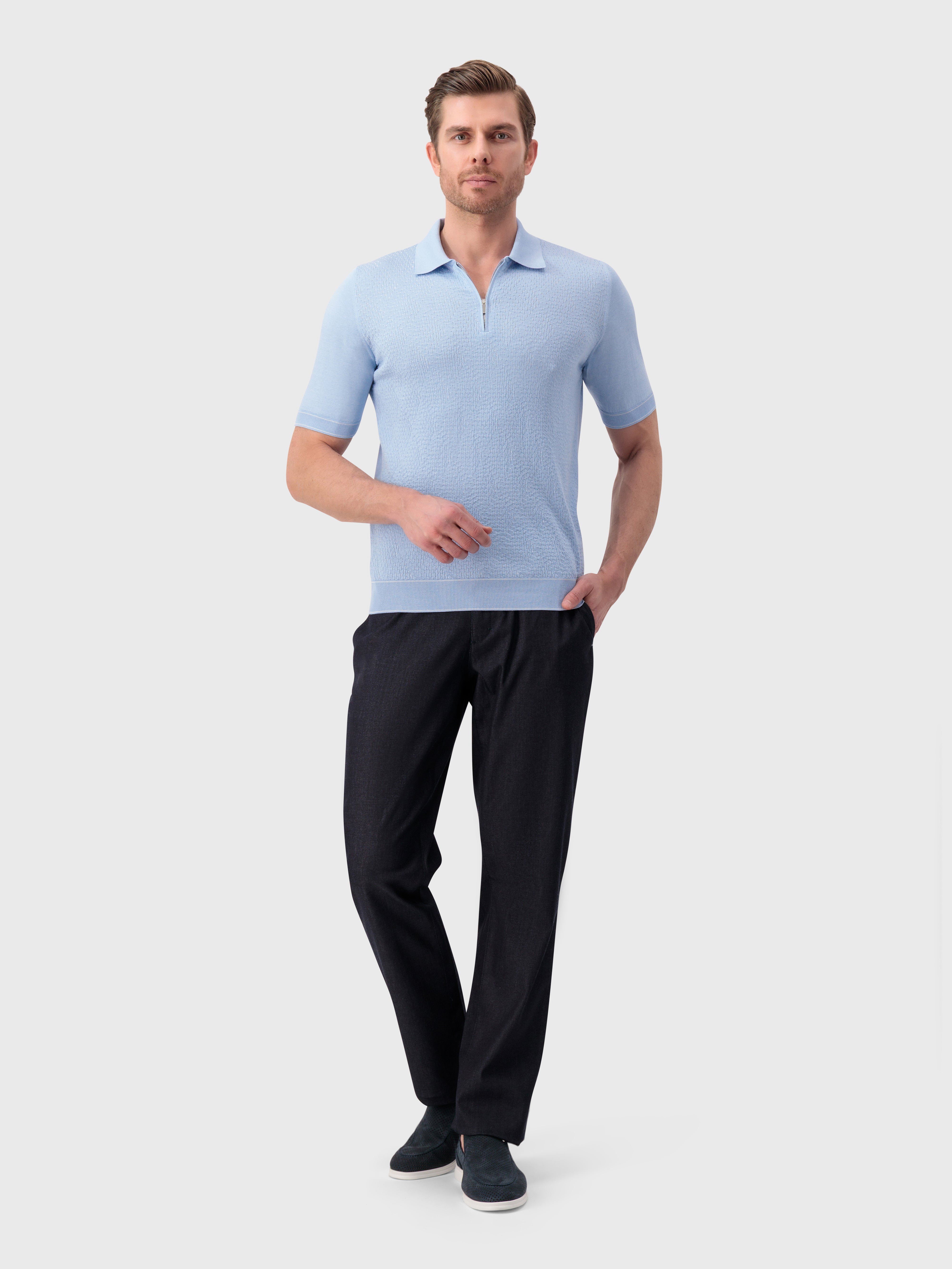 بولو بولو "Shaded Argyle Argyle" من الحرير والقطن المحبوك - أزرق أكسفورد