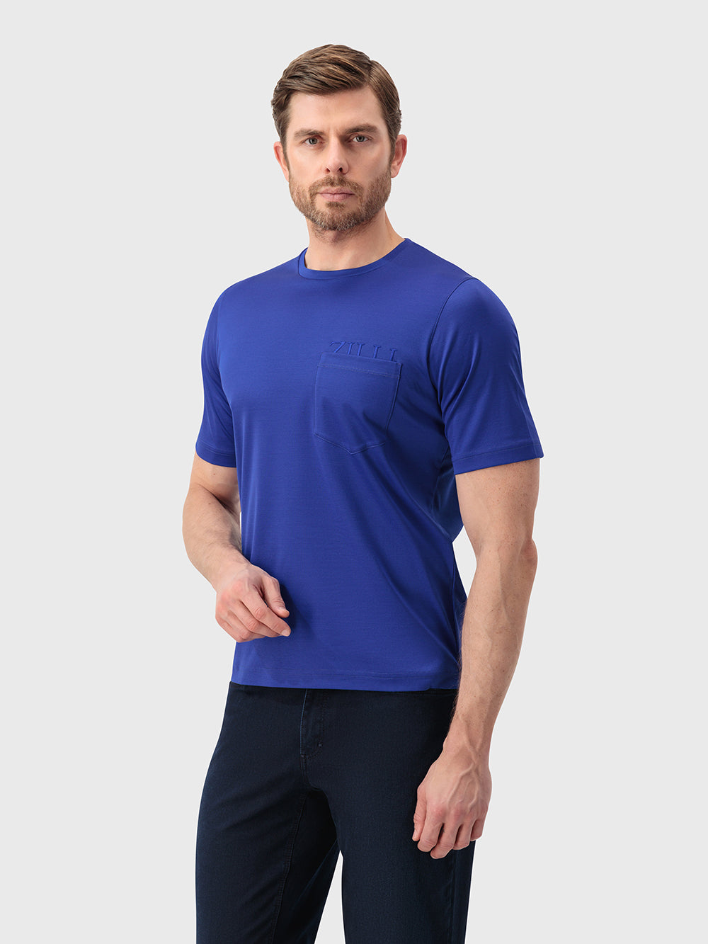 تي شيرت بشعار - أزرق كهربائي