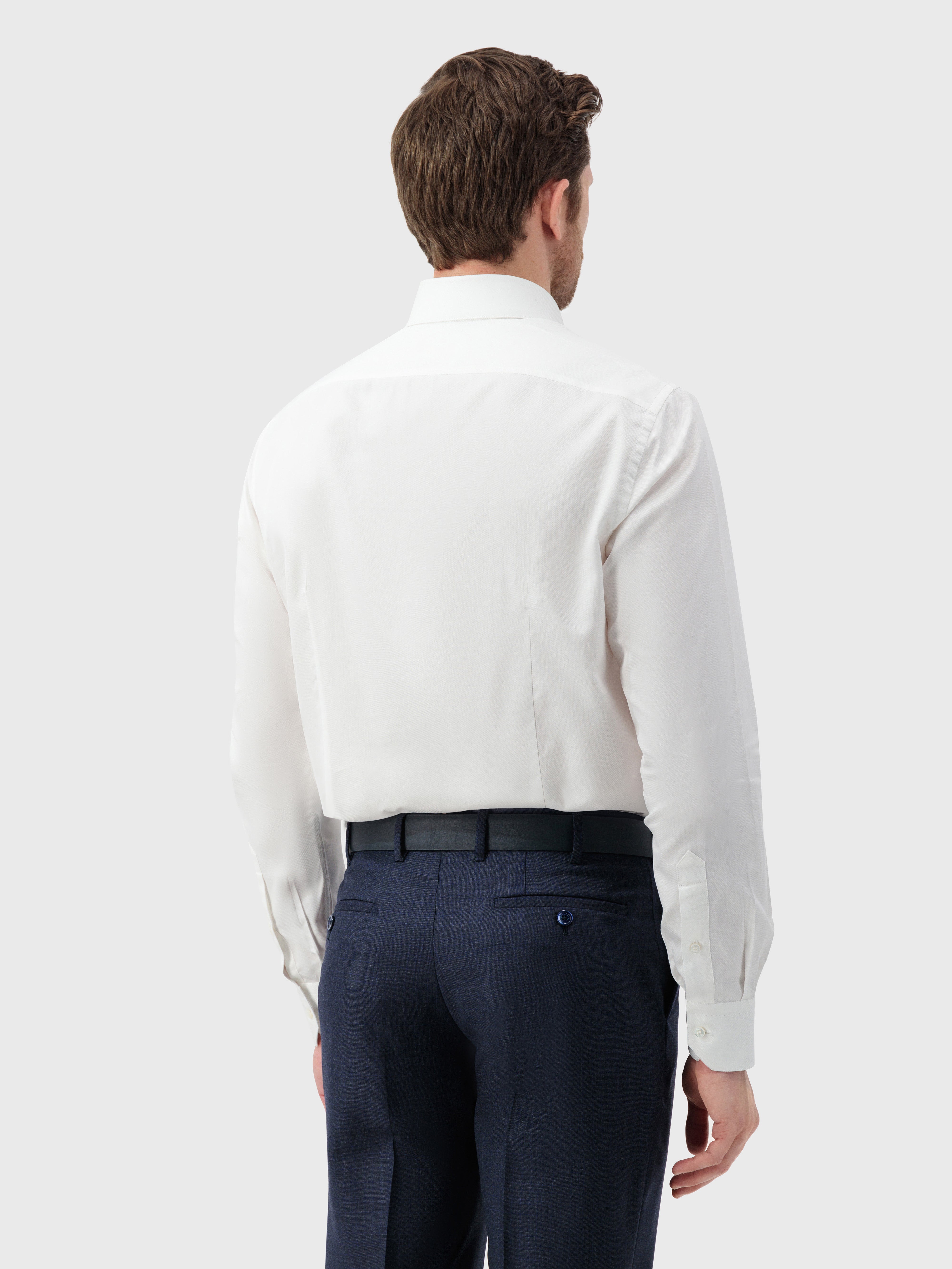 قميص رسمي من القطن والحرير أبيض