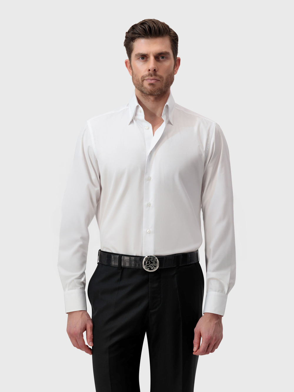 قميص بلون سادة - أبيض