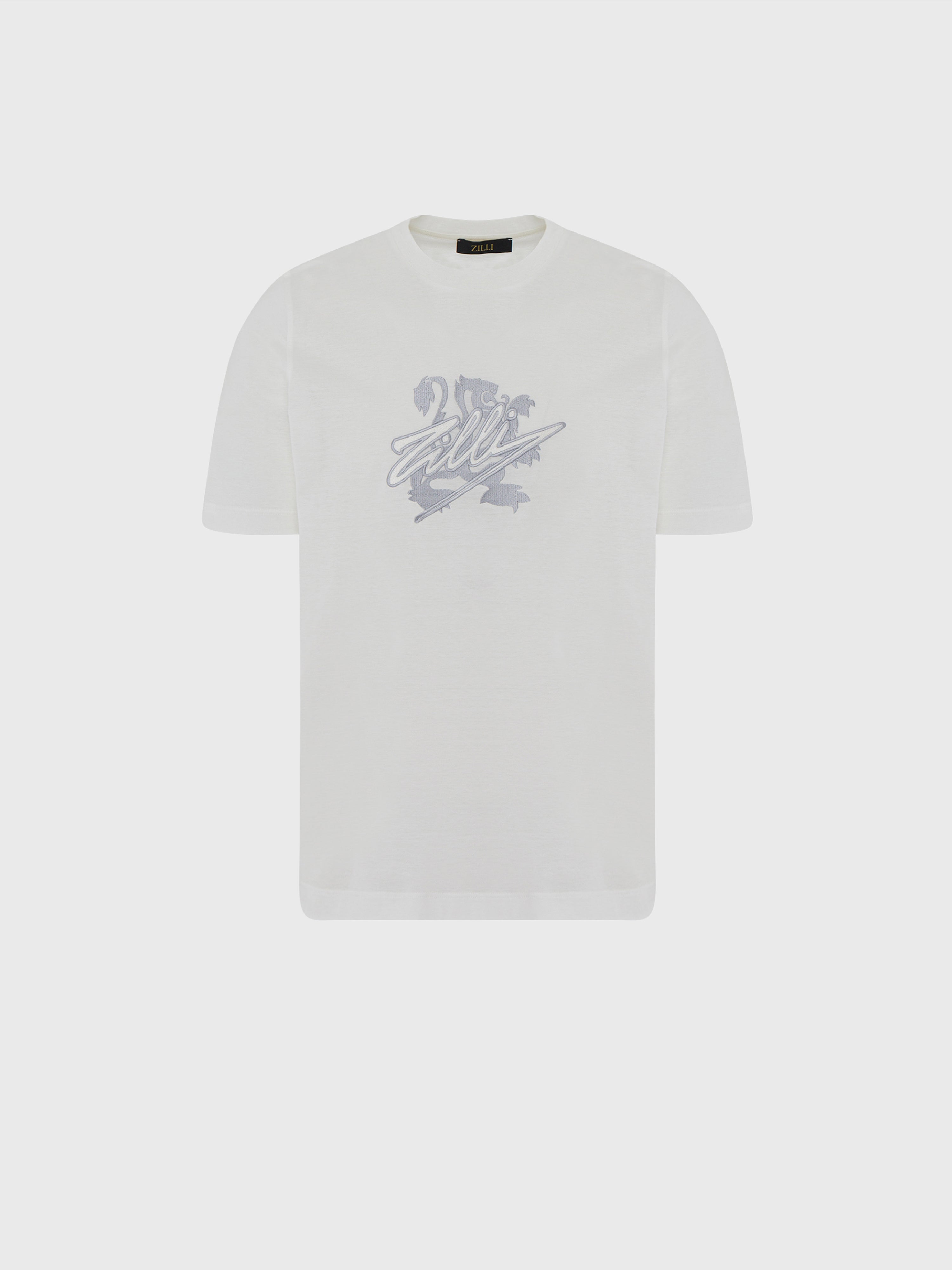 تي شيرت قطن برقبة دائرية برقبة قطنية بتطريز مميز