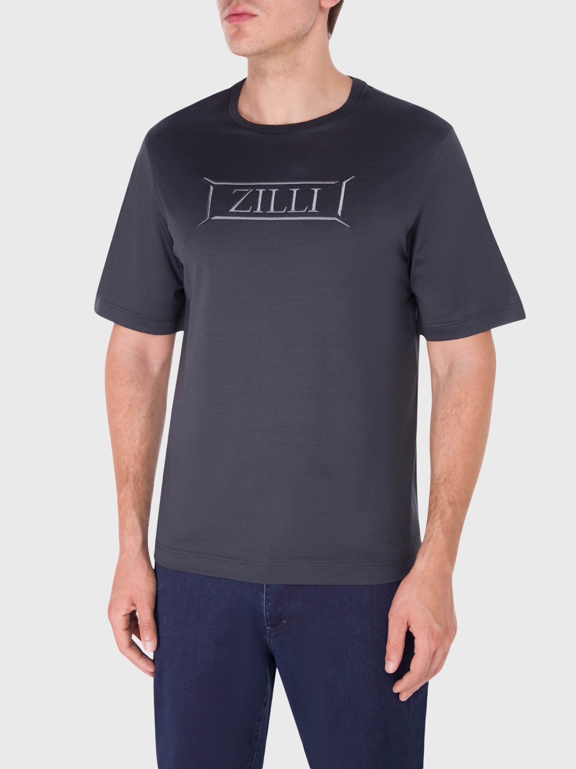 تي شيرت قطن بياقة مضلعة