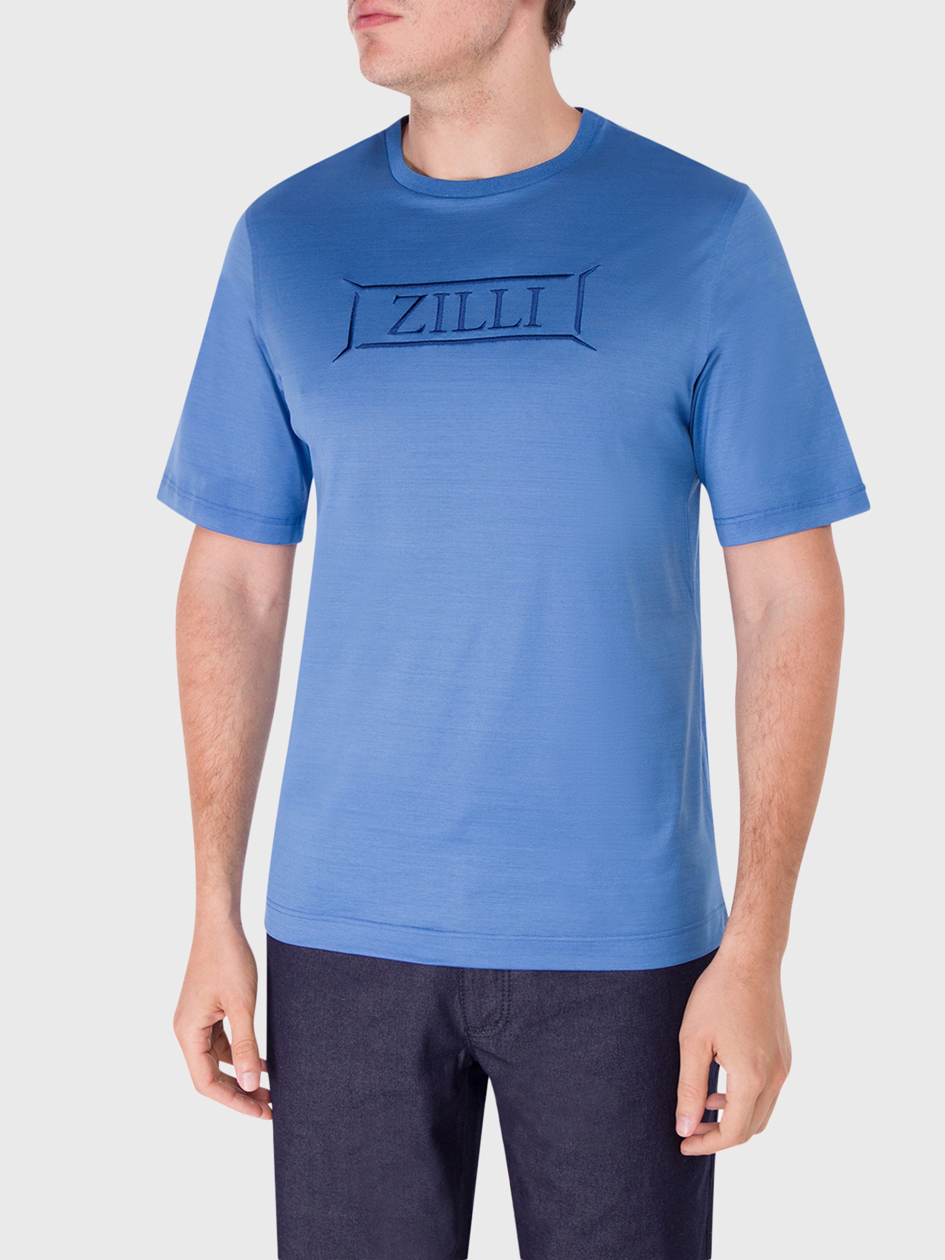 تي شيرت قطن بياقة مضلعة