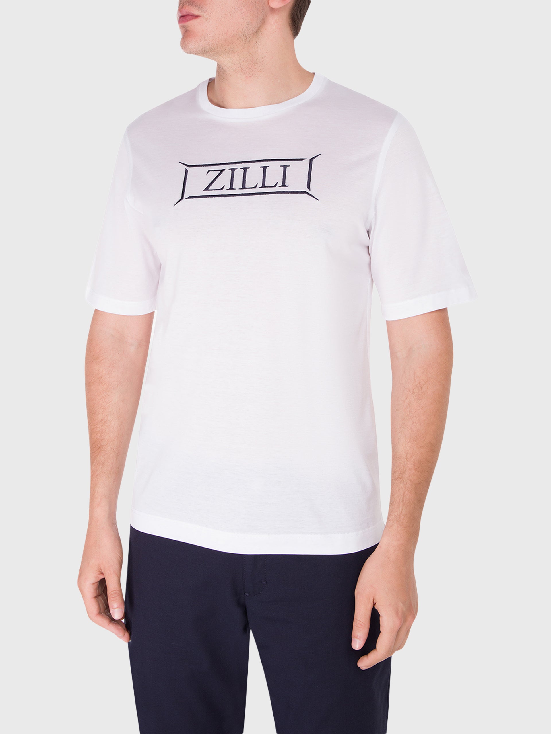 تي شيرت قطن بياقة مضلعة