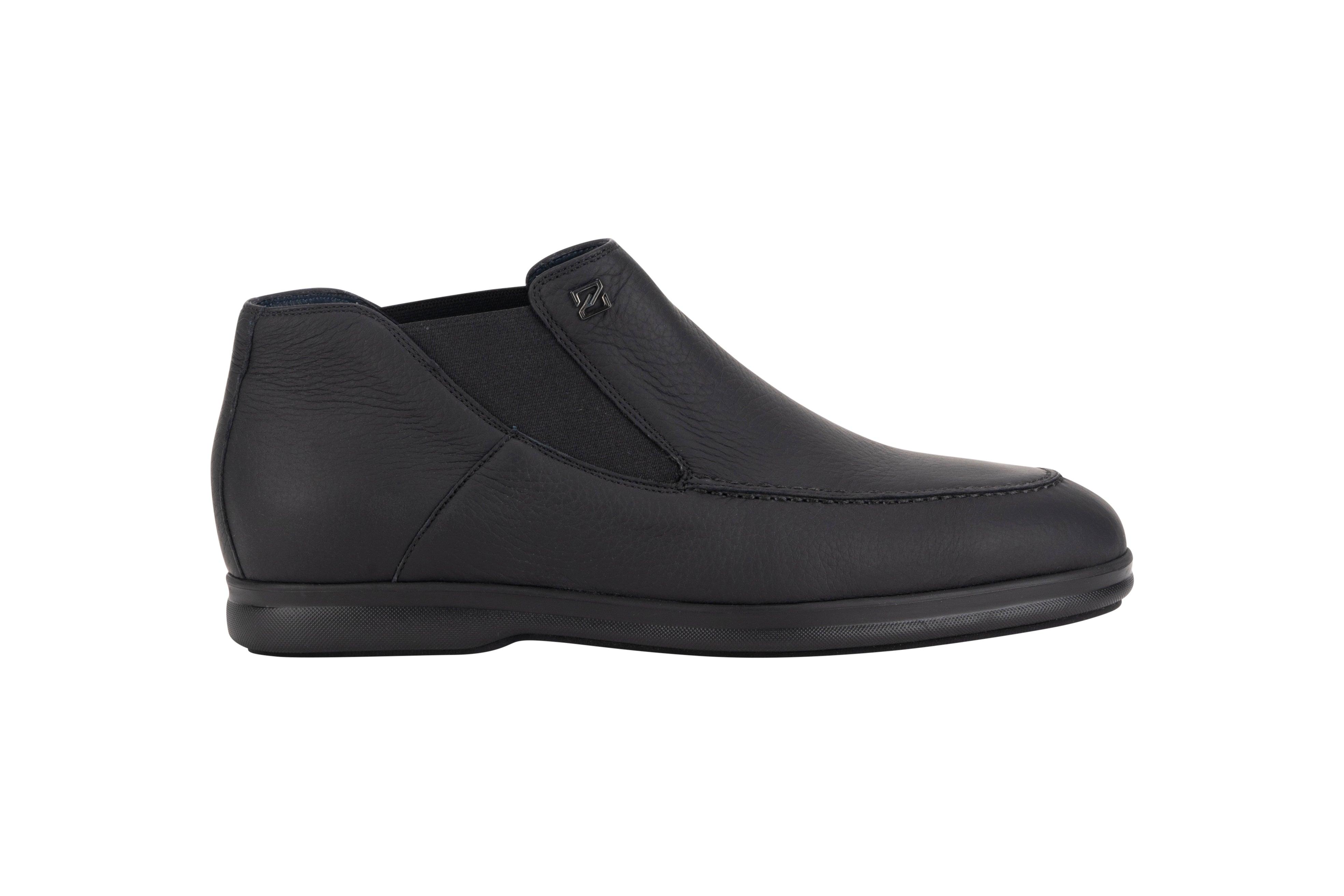 جزمة جلدية سوداء عند الكاحل - ZILLI