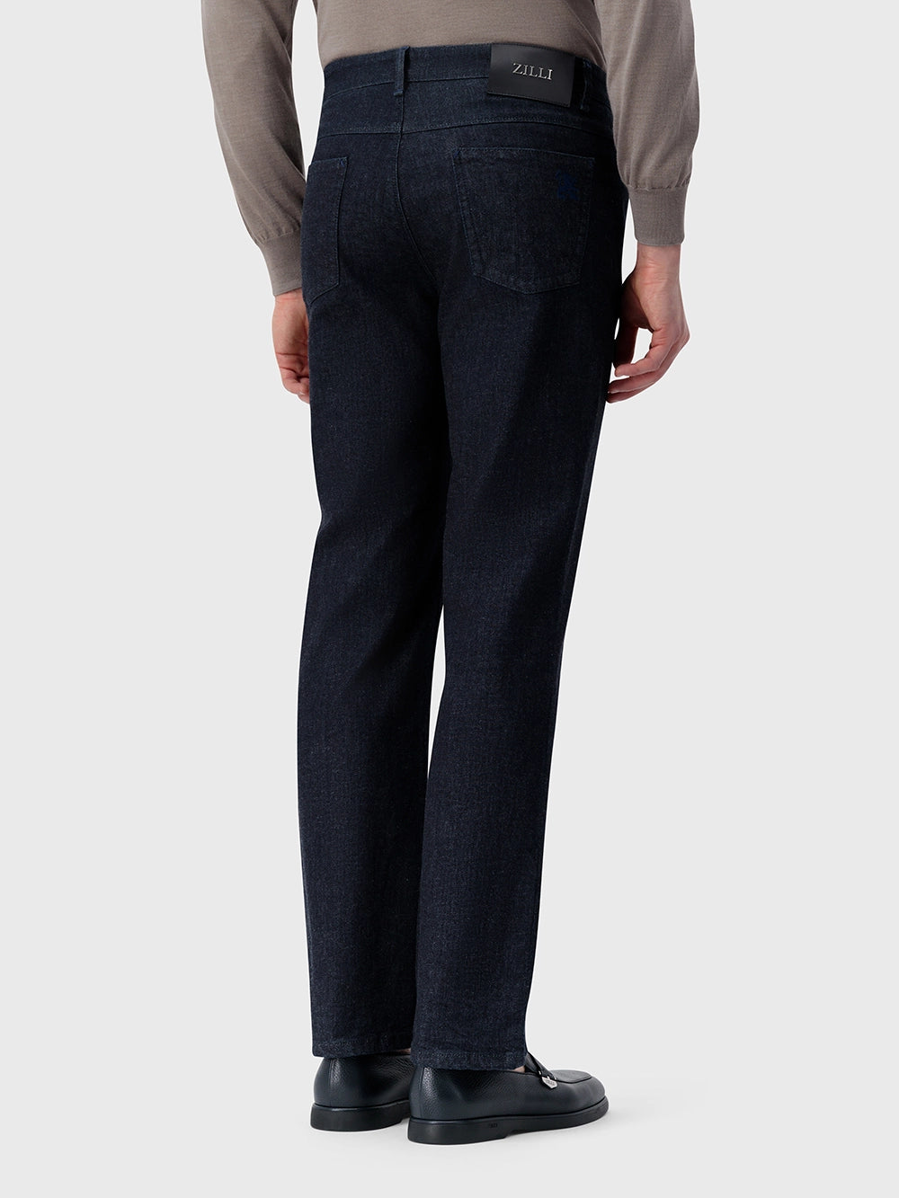 ZILLI جينز برقعة من الجلد المدبوغ - أزرق داكن