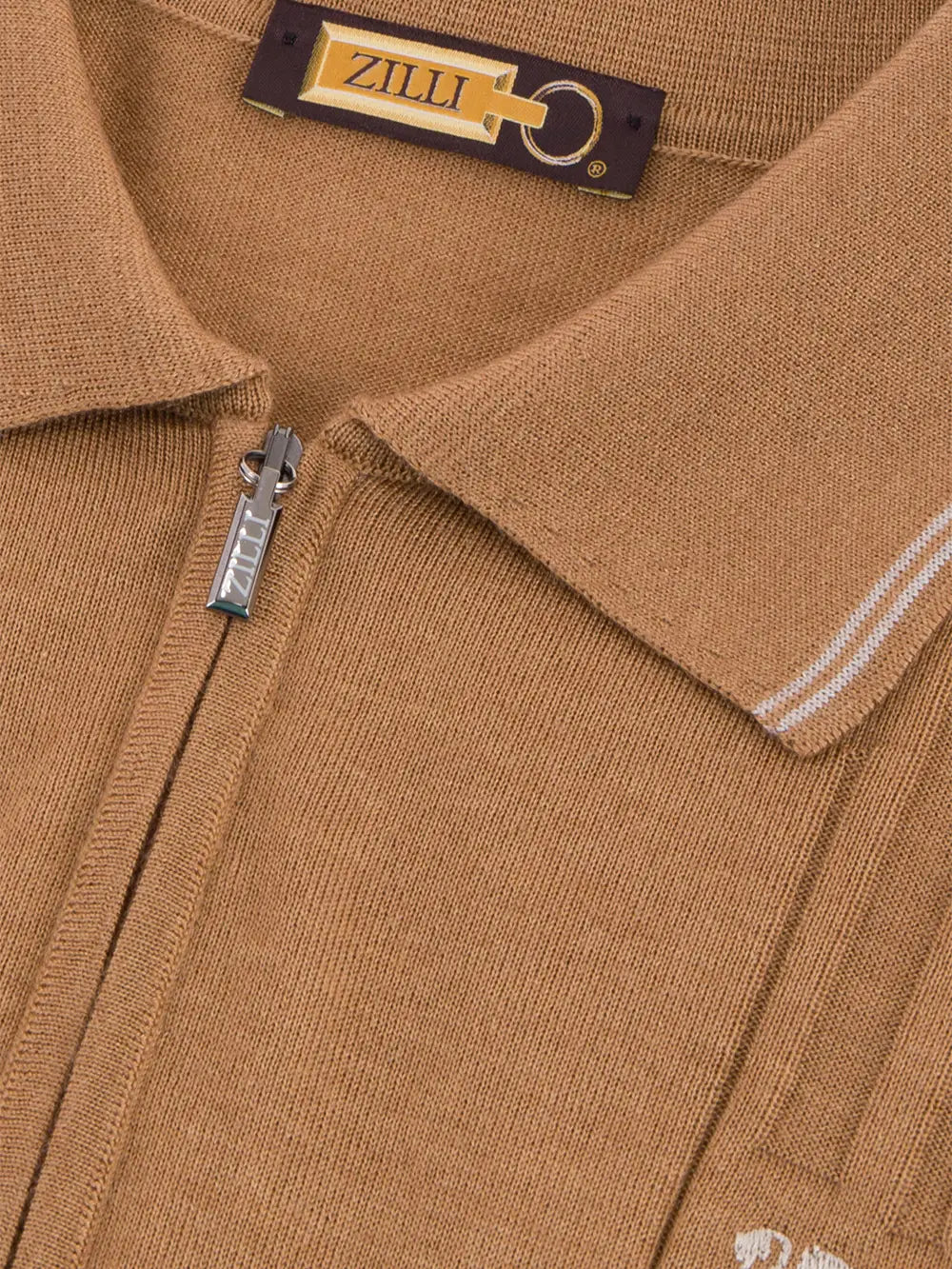 Long Sleeve Zipped Polo with Micro Griffon Embroidery