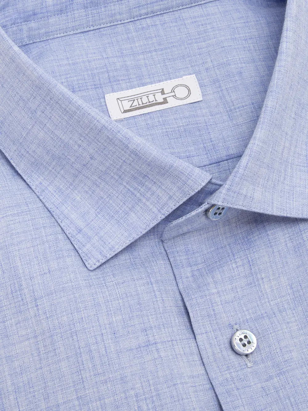 Classic Long-Sleeve Shirt in Cotton and Cashmere with Micro-Griffon Embroidery
