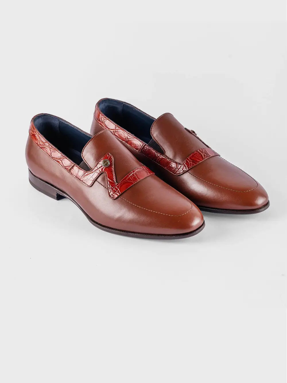 Shoes loafer smart casual calf leather with crocodile trim