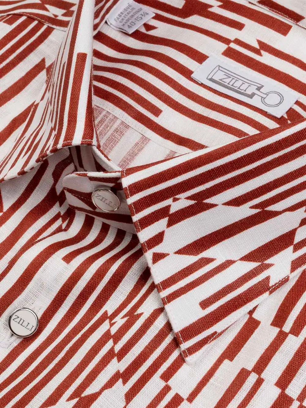 Linen Shirt With Geometric Pattern