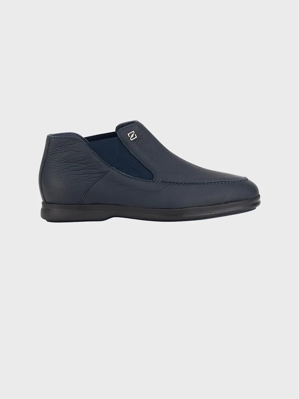 Navy Ankle Leather Boots