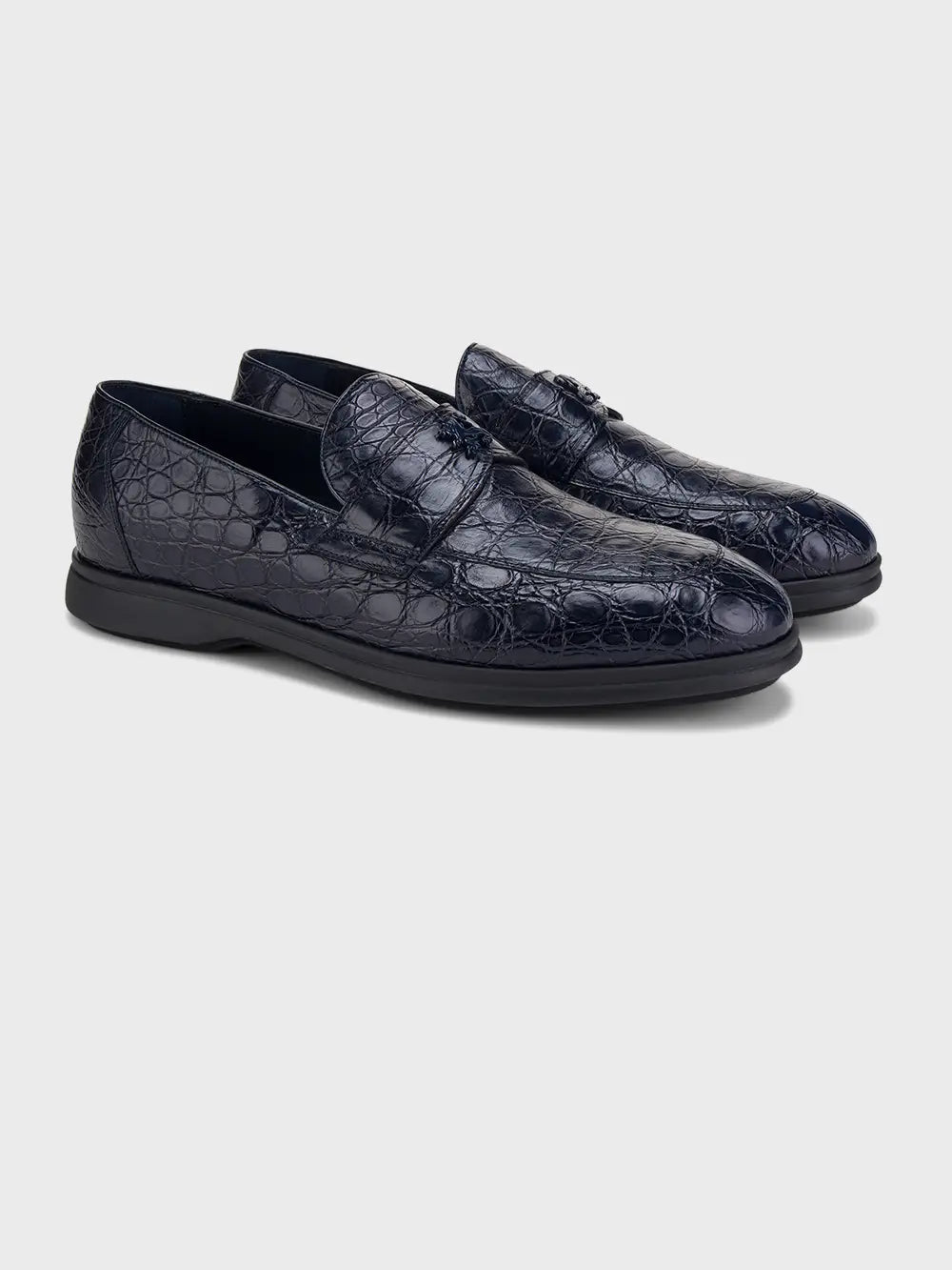 Caiman Loafers with Black Rubber Sole