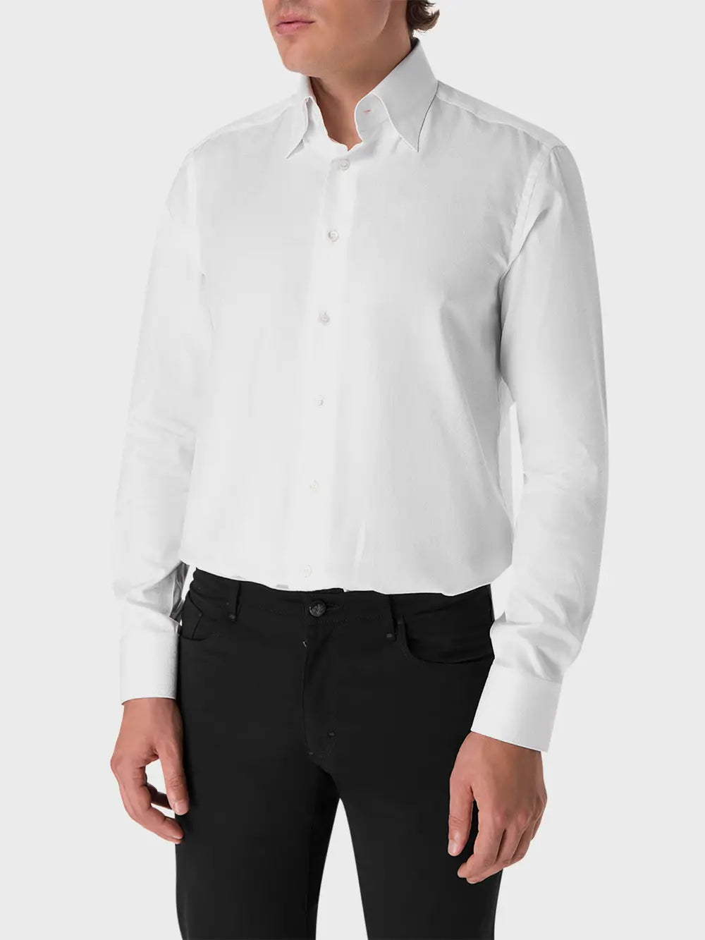 Timeless Shirt in Pure Cotton with Signature Mother-of-Pearl Buttons