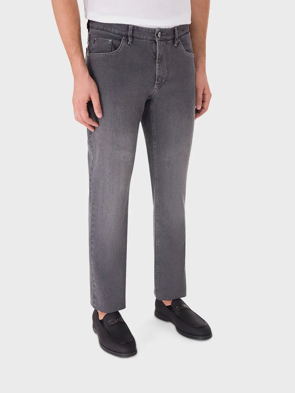 Regular Fit Stretch Cotton Jeans with Crocodile Details