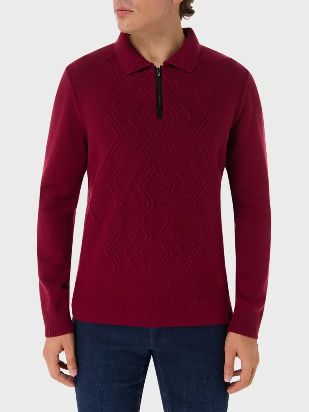 Zilli Mirror Lozenges Jacquard Weave Zipped Polo