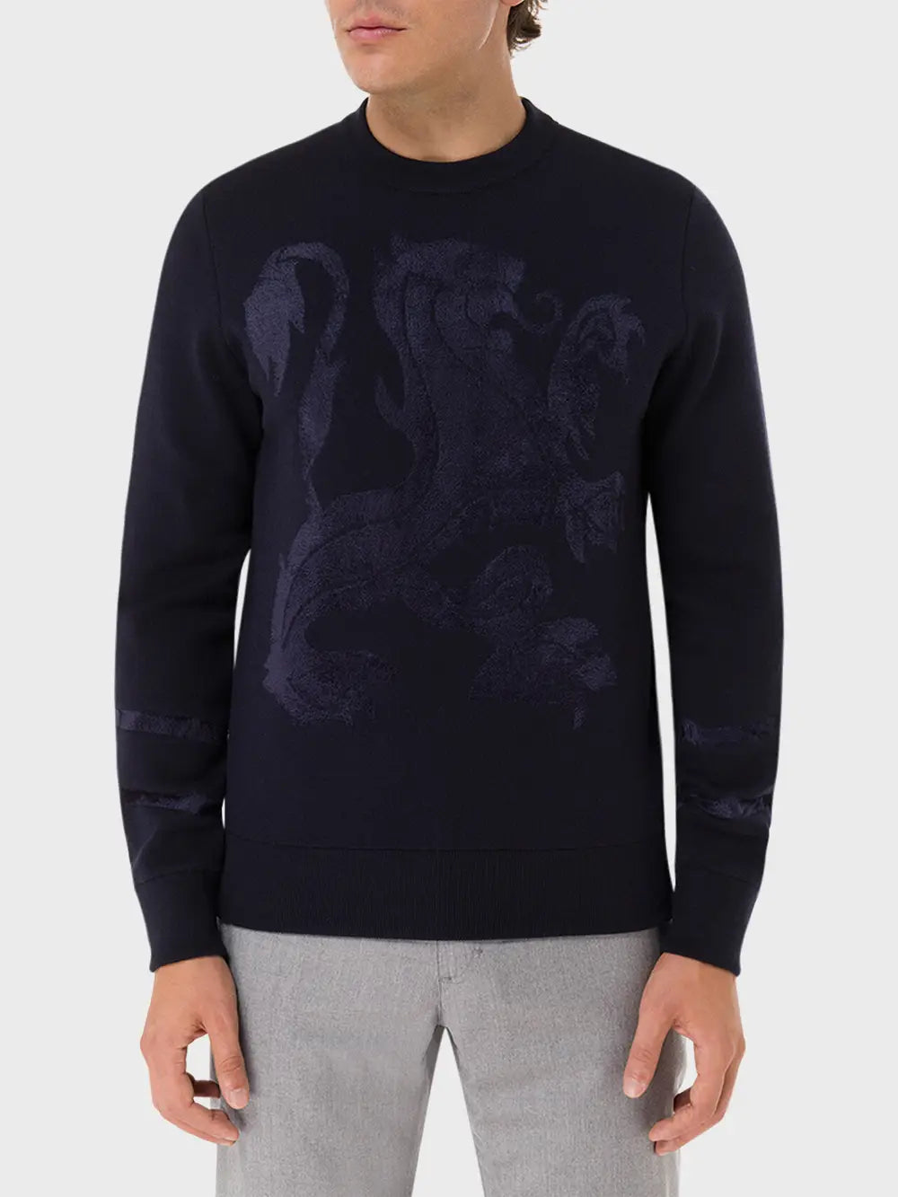 Zilli Round Neck Sweater With Velvet-Feel Griffon Pattern