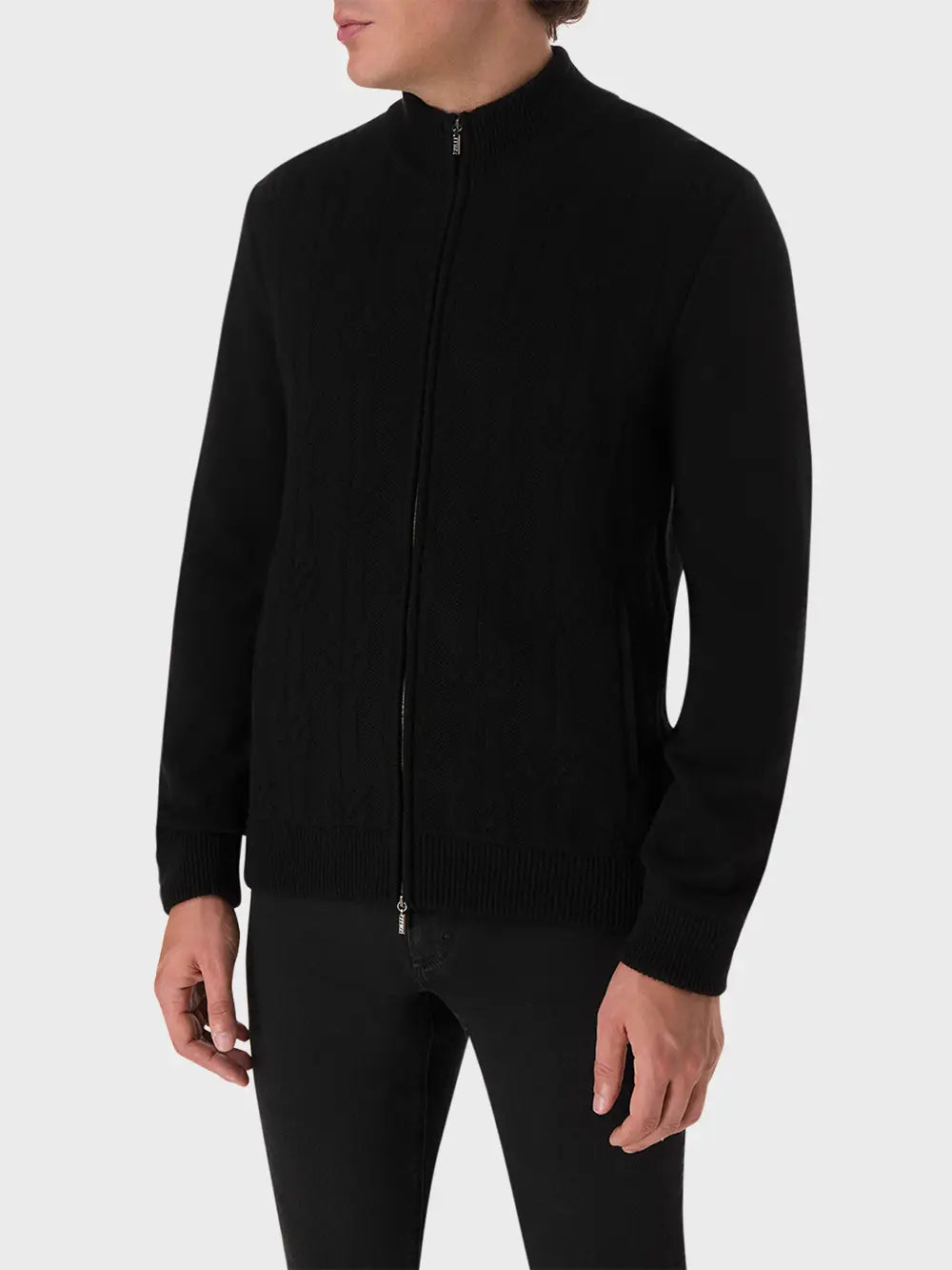 Cashmere Cardigan with Suede Calfskin Details