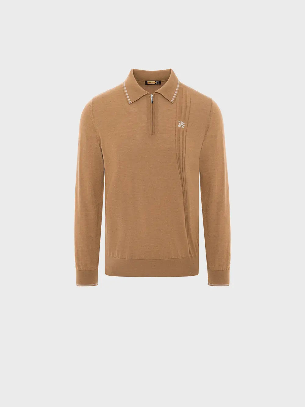 Long Sleeve Zipped Polo with Micro Griffon Embroidery
