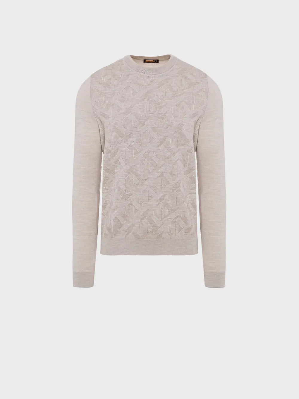 Round Neck Sweater with Jacquard Weave