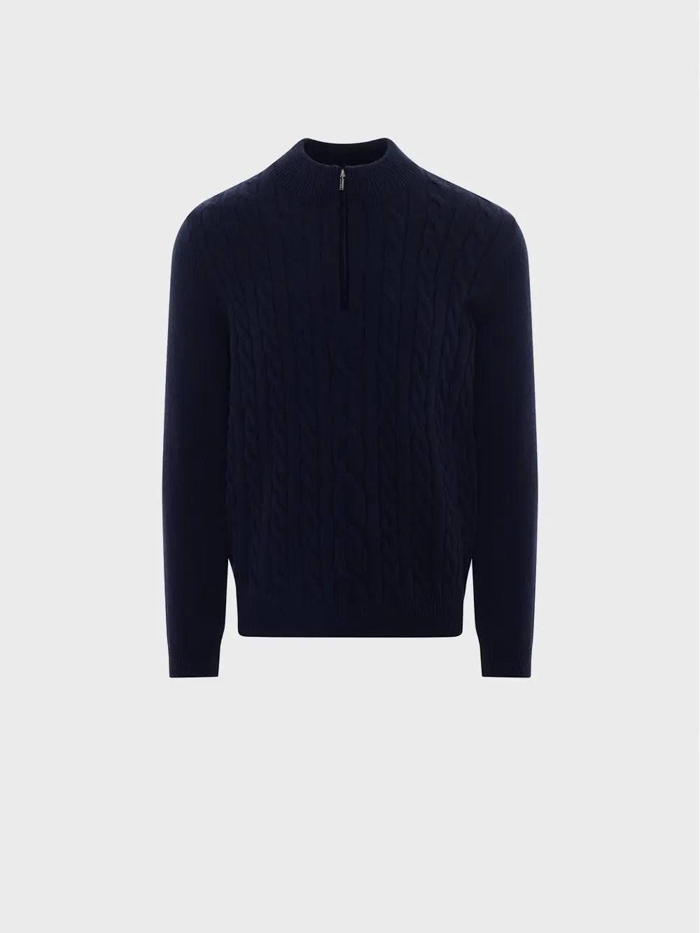 Zipped Mock Neck Sweater with Jacquard Pattern