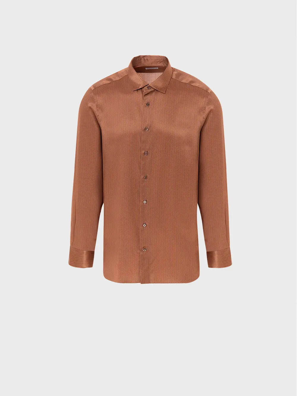 Elegant Long-Sleeve Silk Shirt with Braided Pattern