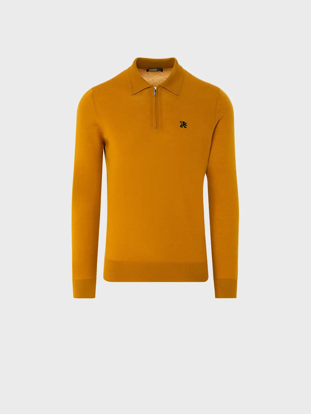 Polo Shirt in Wool, Silk, and Cashmere Knit with Micro Griffon Embroidery