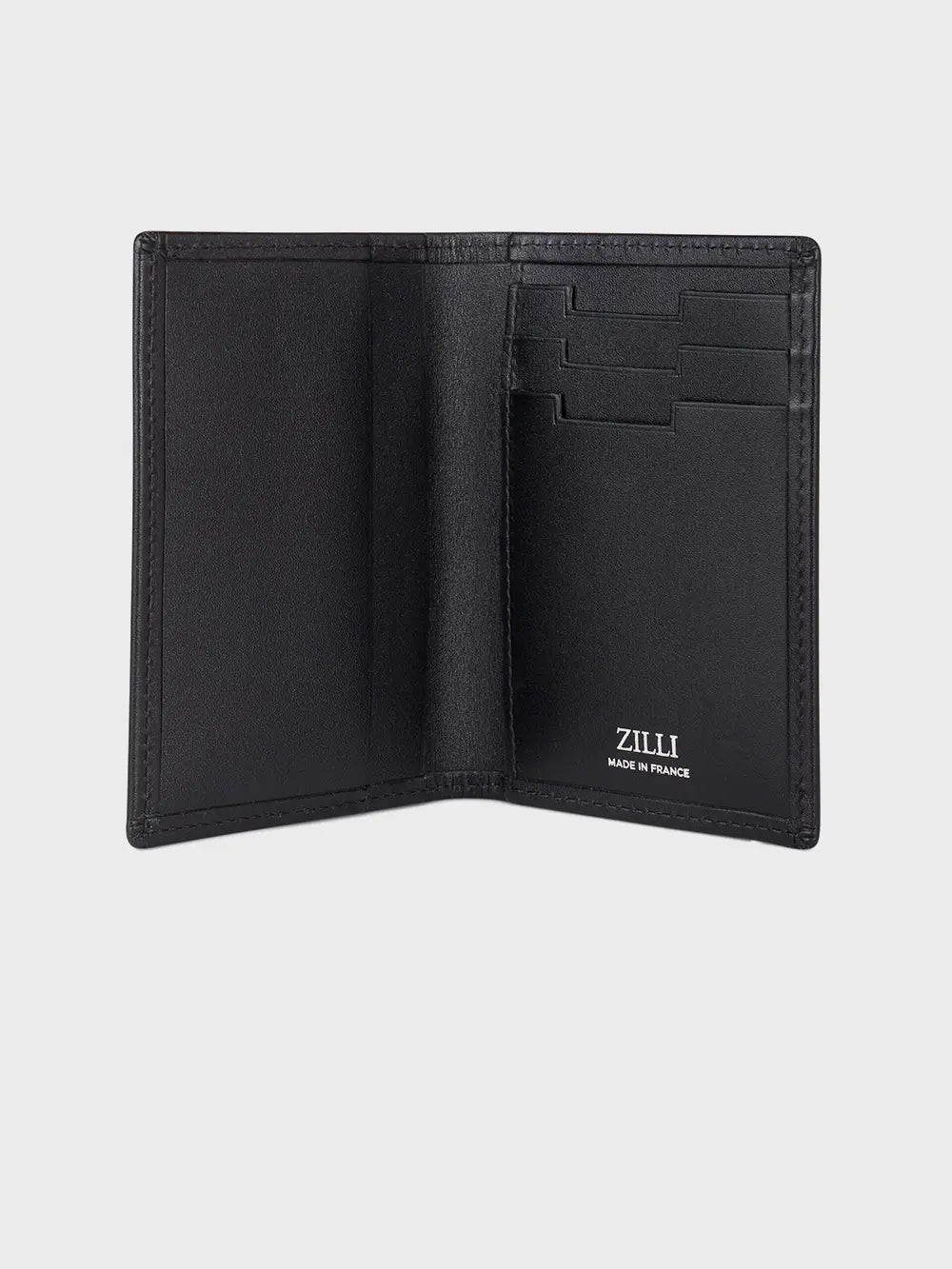 Calfskin Folding Card Holder with Silver Ingot Metal Piece