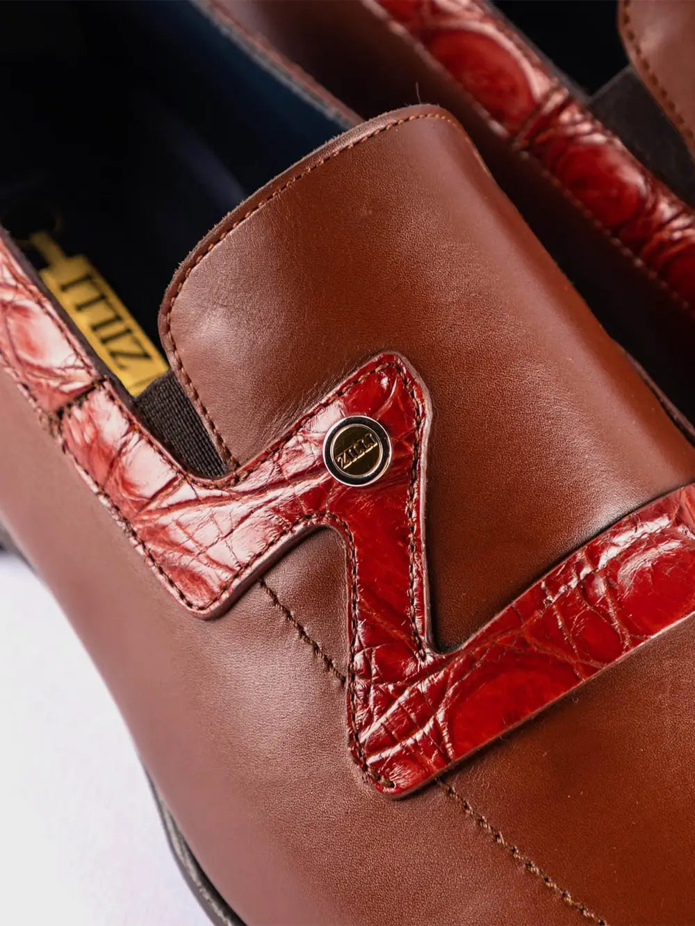 Shoes loafer smart casual calf leather with crocodile trim