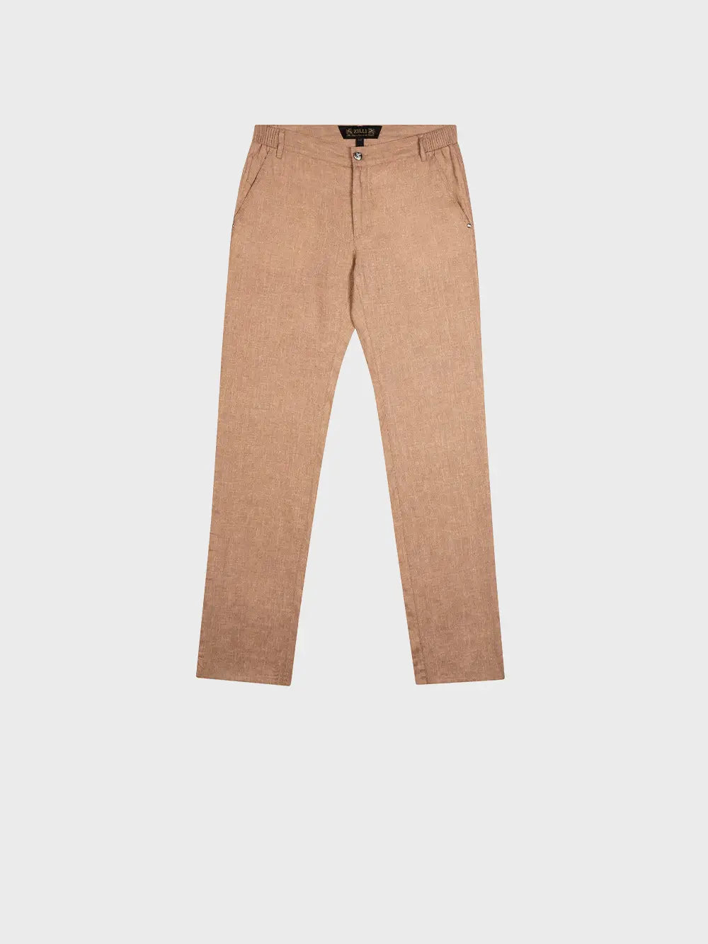 Zilli Slim Fit Linen Trousers with Micro Griffon Embroidery