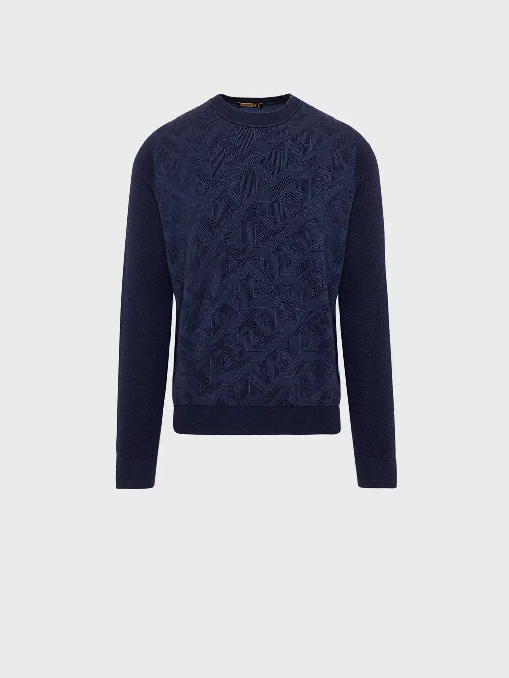Round Neck Sweater with Jacquard Weave