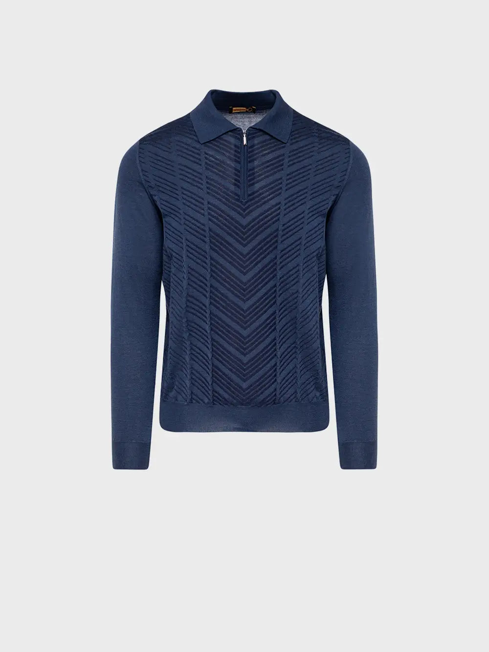 Zipped Polo with Linear Pattern