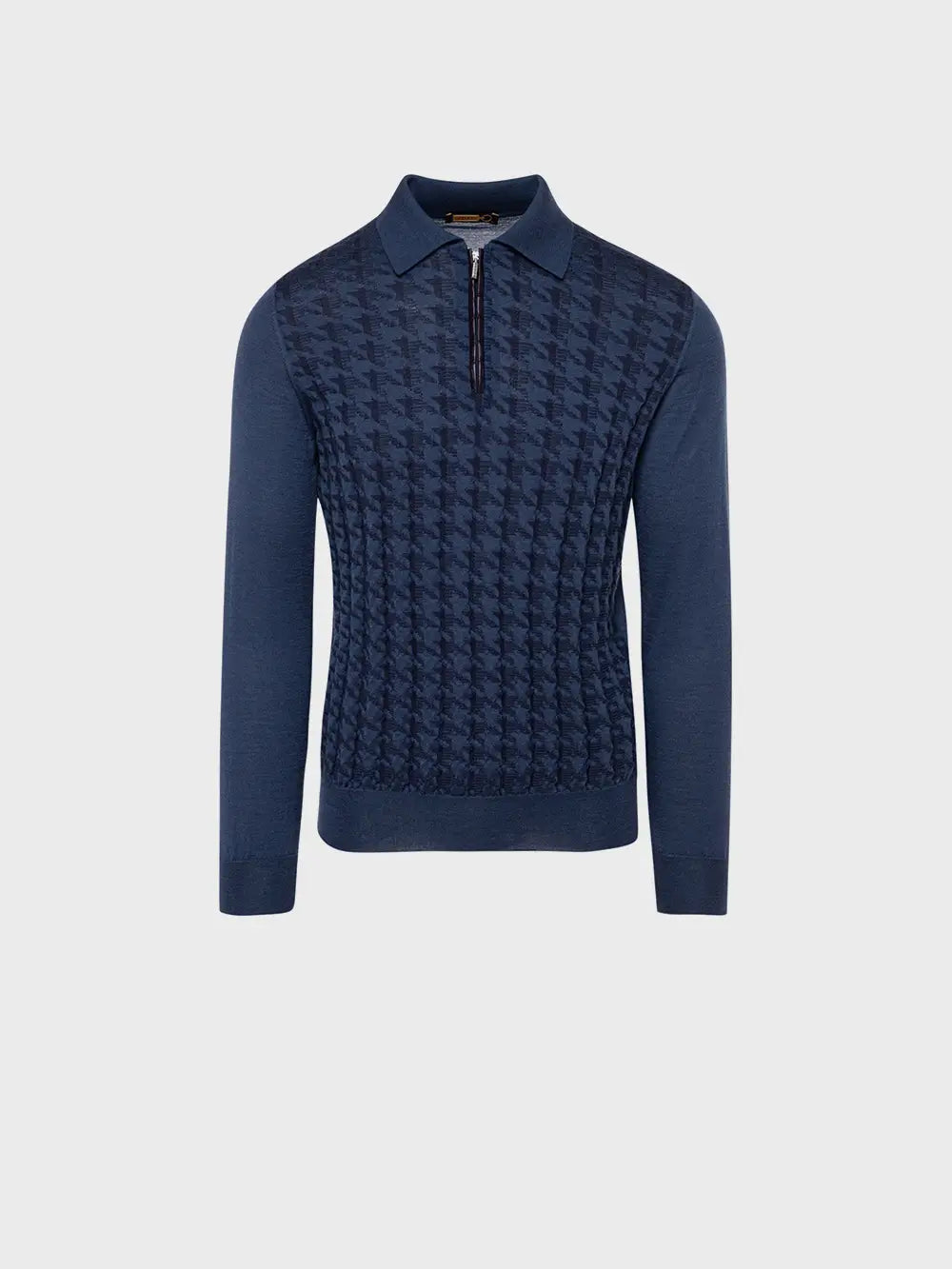 Long Sleeve Zipped Polo with Crocodile Details