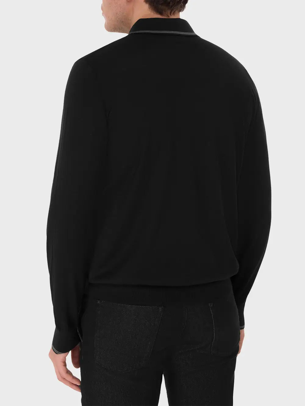 Long Sleeve Zipped Polo with Micro Griffon Embroidery