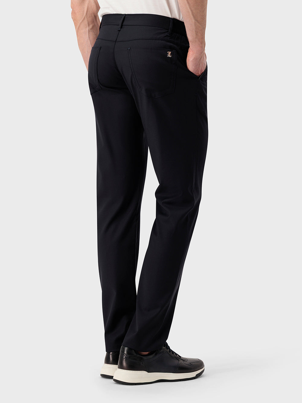Slim Fit Virgin Wool Trousers - Blue Navy