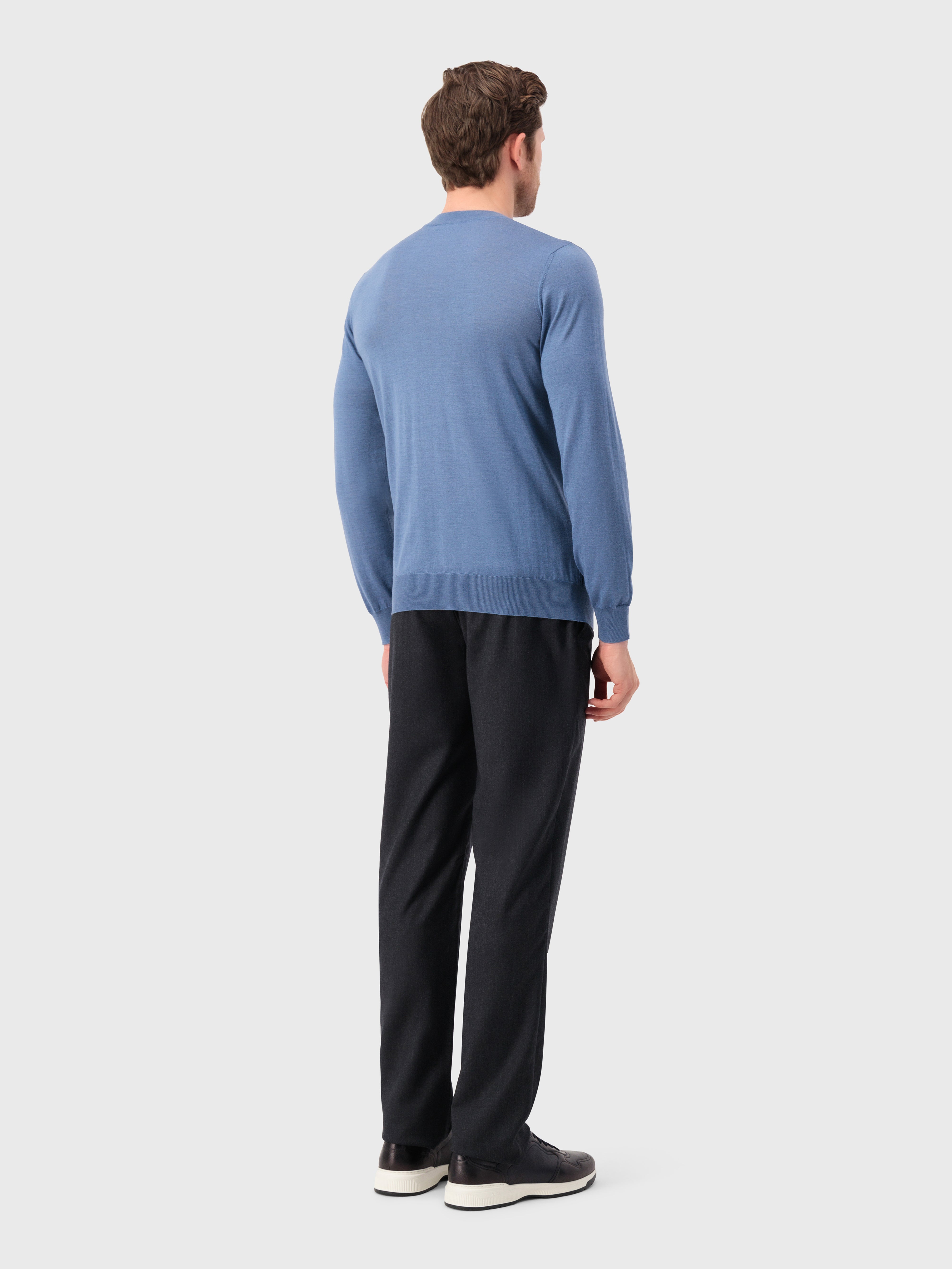 Cashmere and Silk Crew Neck Sweater Smoke Avio