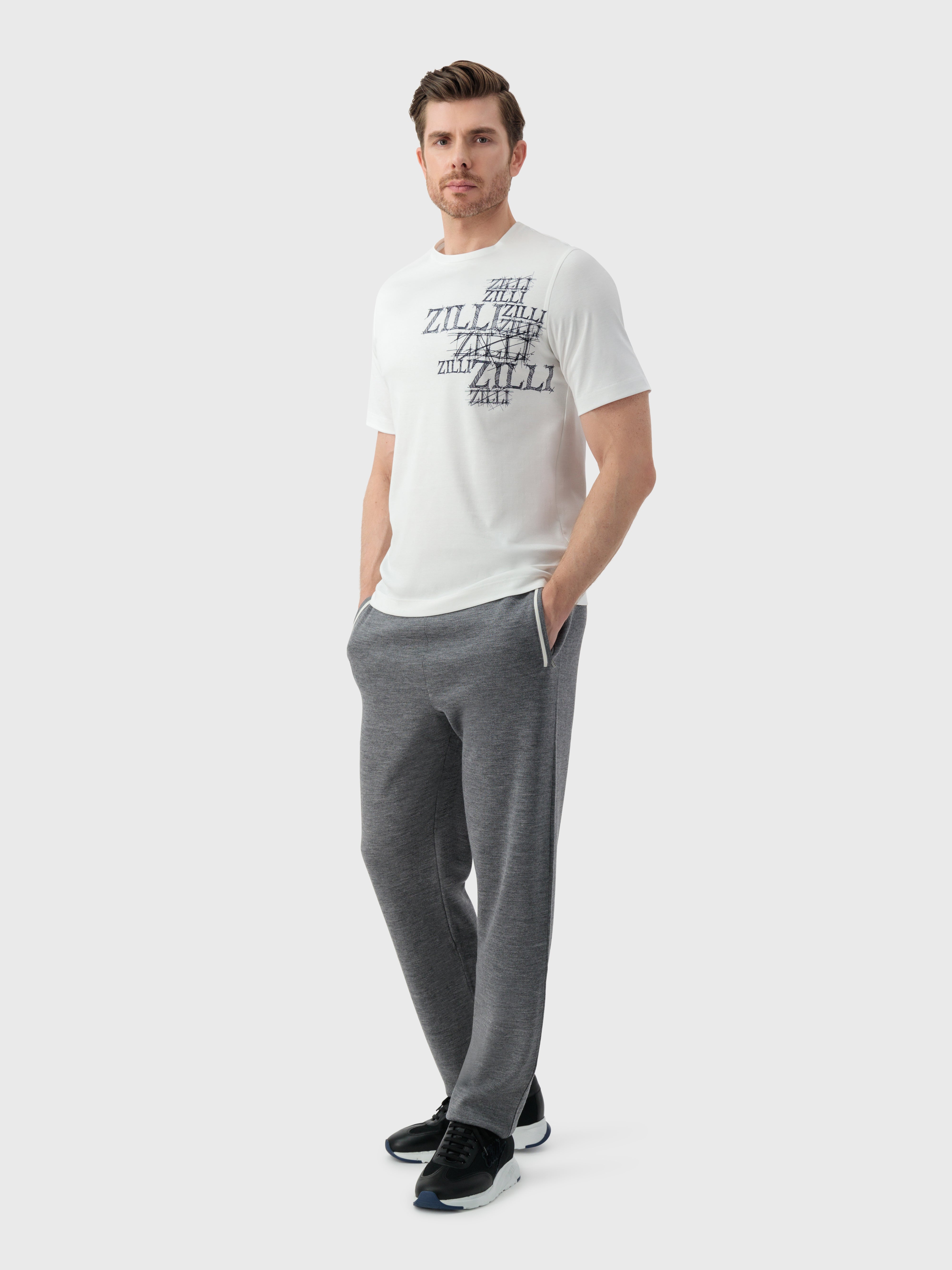 T-Shirt with Graphic ZILLI Design White