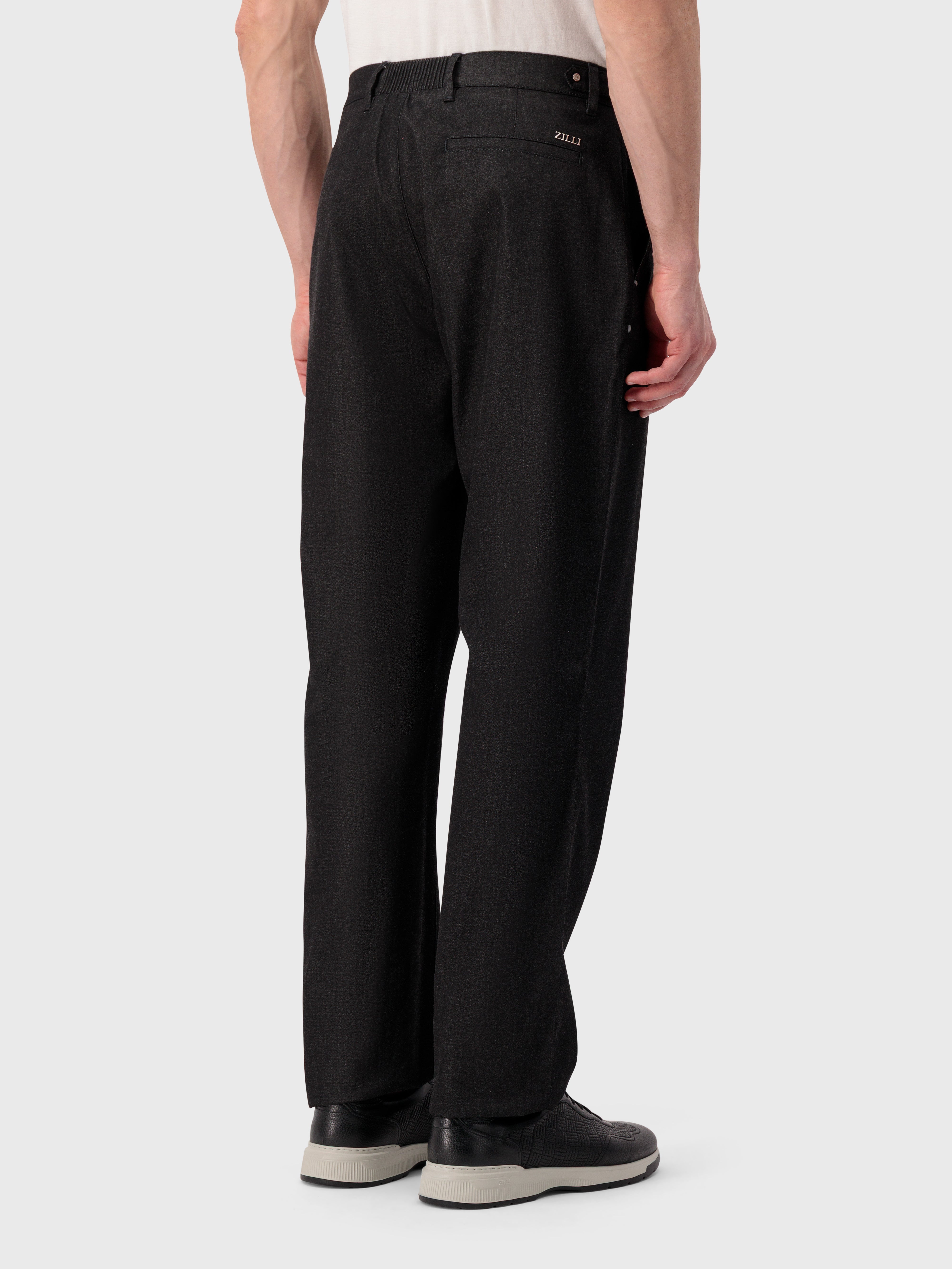 ZILLI "Lettering" Denim Cotton Trousers - Black