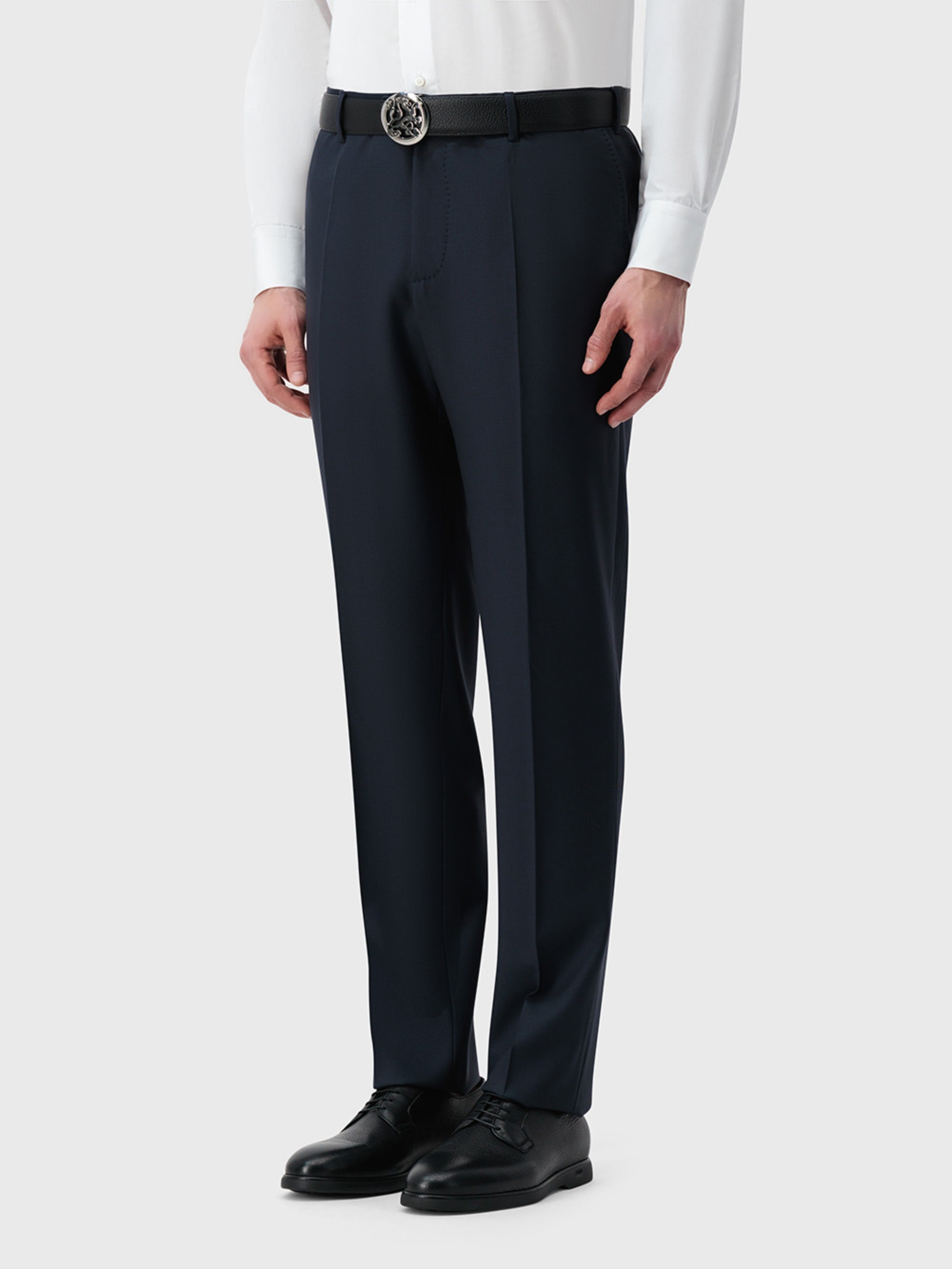 Paris Line Double-Breasted Suit in 95% Wool 5% Cashmere - Periwinkle