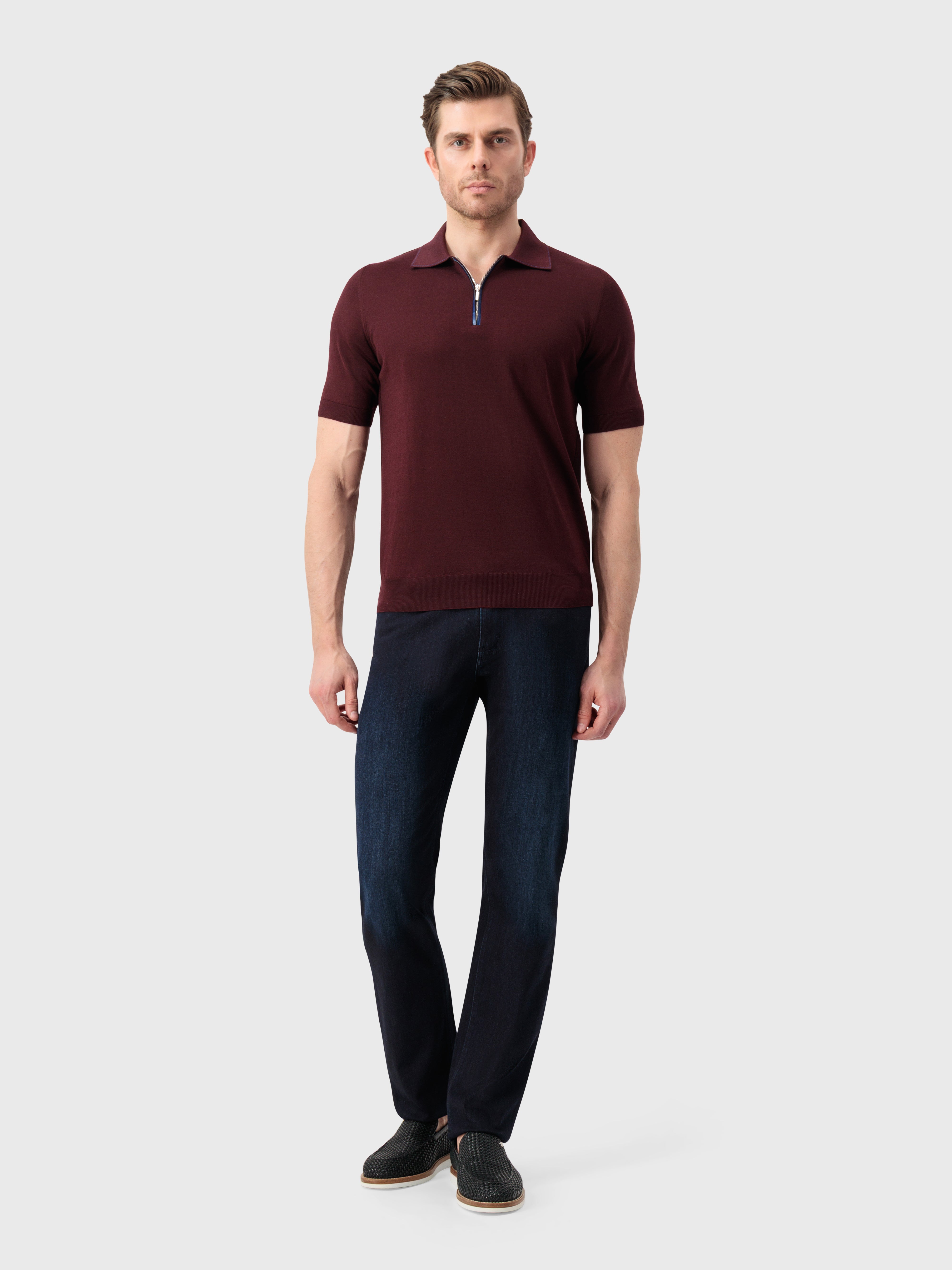 Crocodile-Detailed Silk and Cotton Polo - Deep Cherry