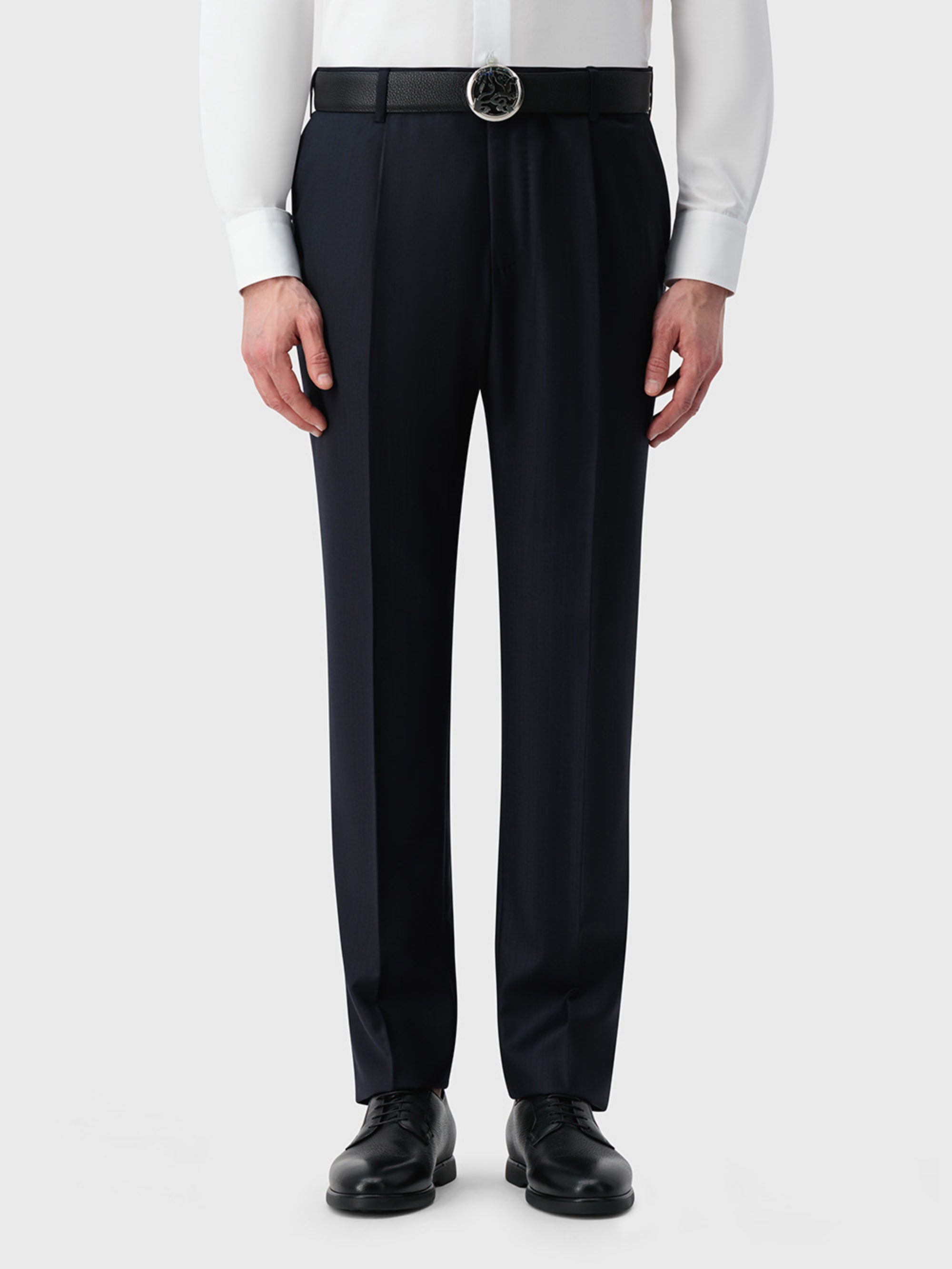 Paris Line Double-Breasted Suit in 100% Wool - Dark Navy