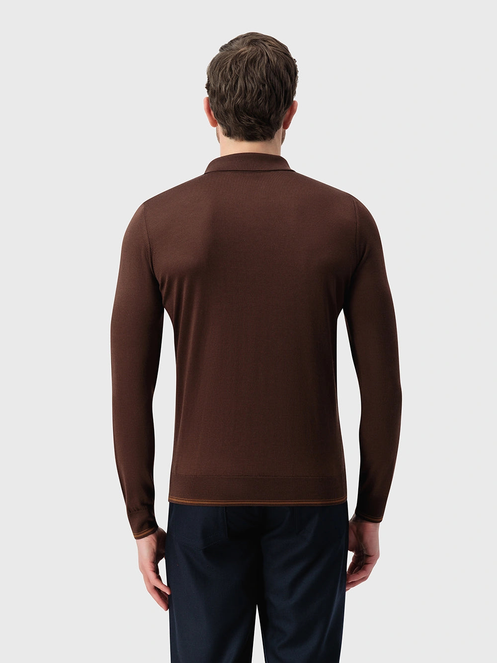 100% Silk Half-Zip Knit with Crocodile Leather Trim – Chocolate