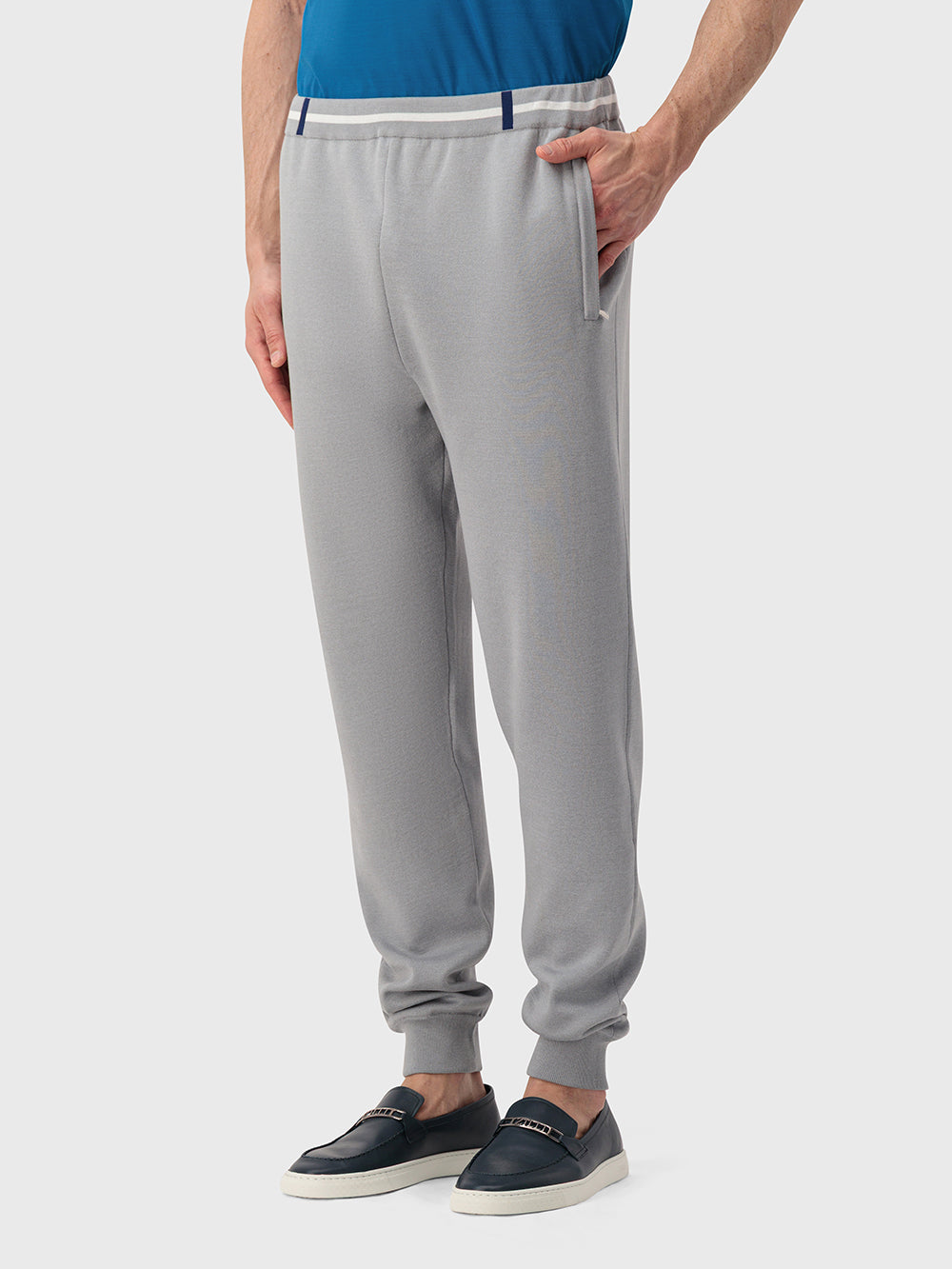 Two-Piece Geometric Pattern Jogging Suit - Natural White