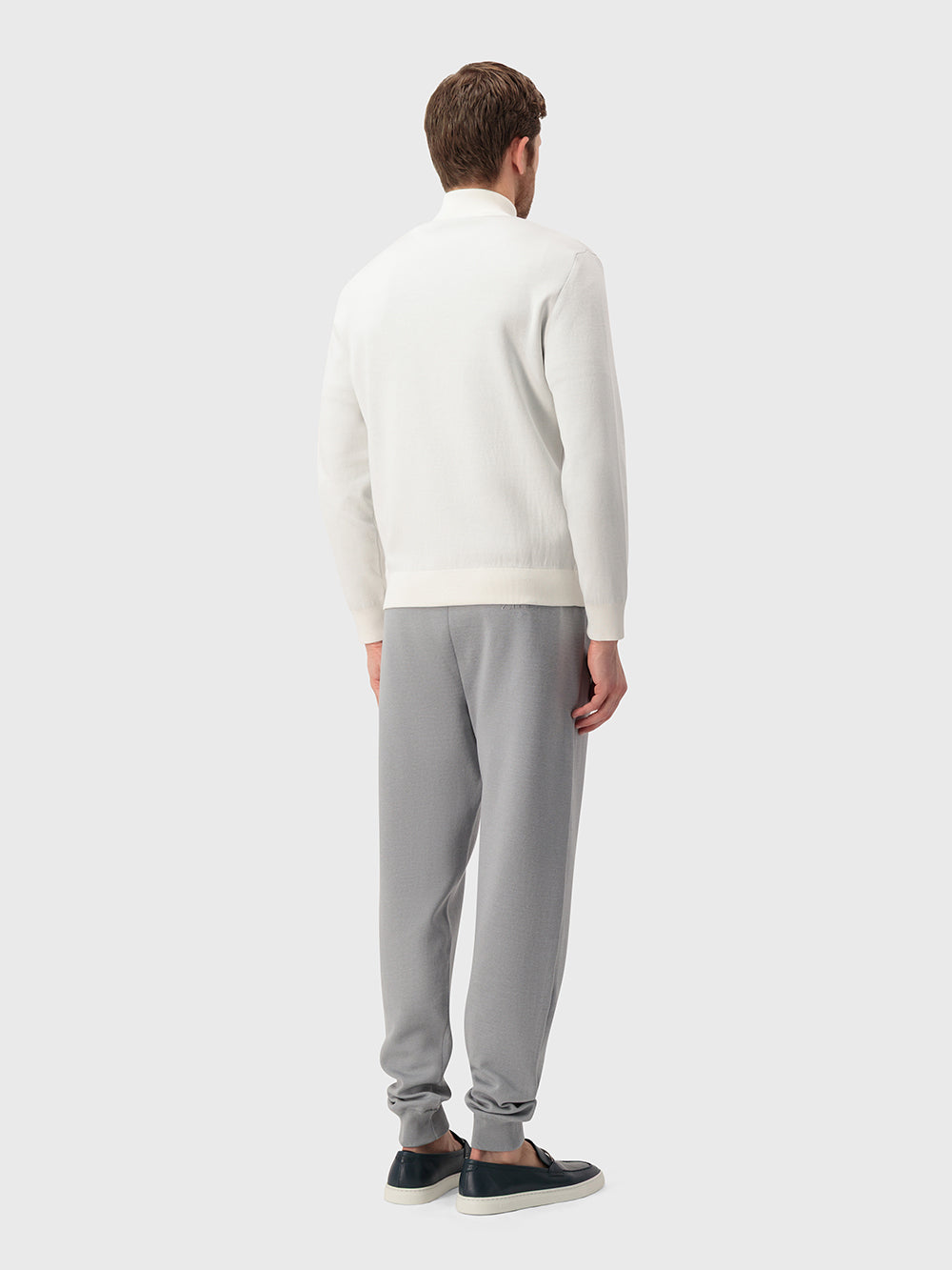 Two-Piece Geometric Pattern Jogging Suit - Natural White