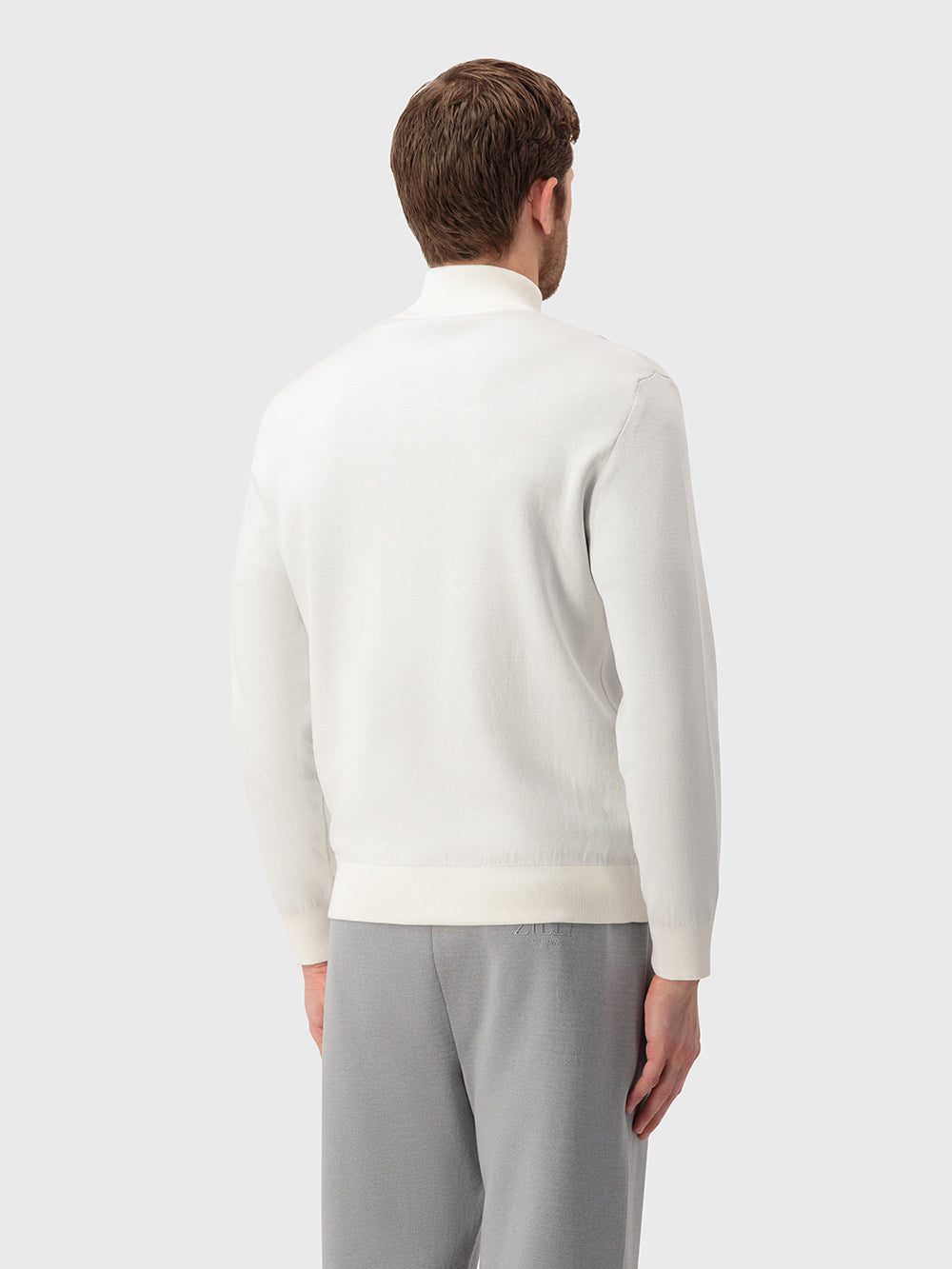 Two-Piece Geometric Pattern Jogging Suit - Natural White